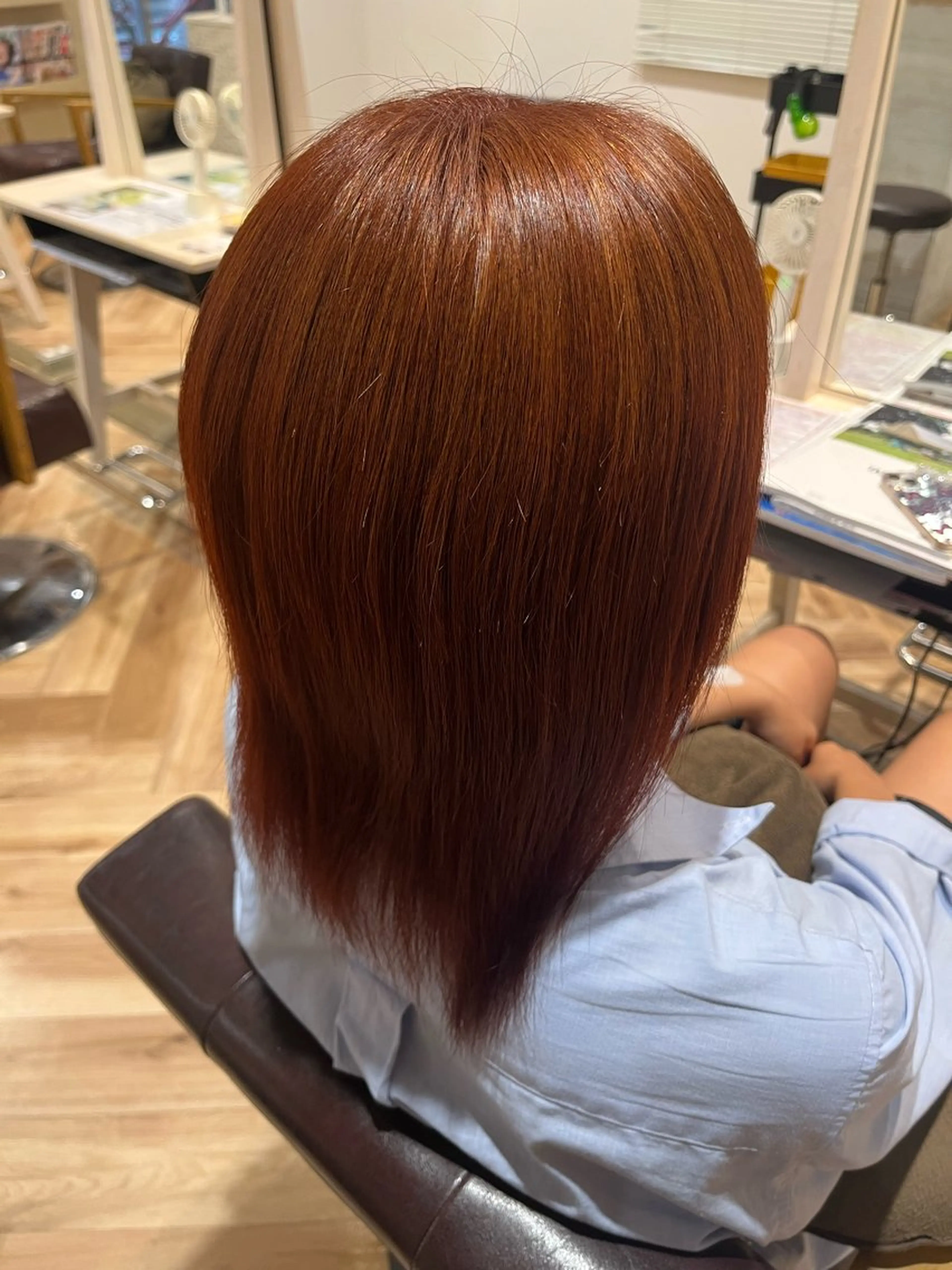 ミディアム カラー 縮毛矯正 田村 桃々のヘアスタイル