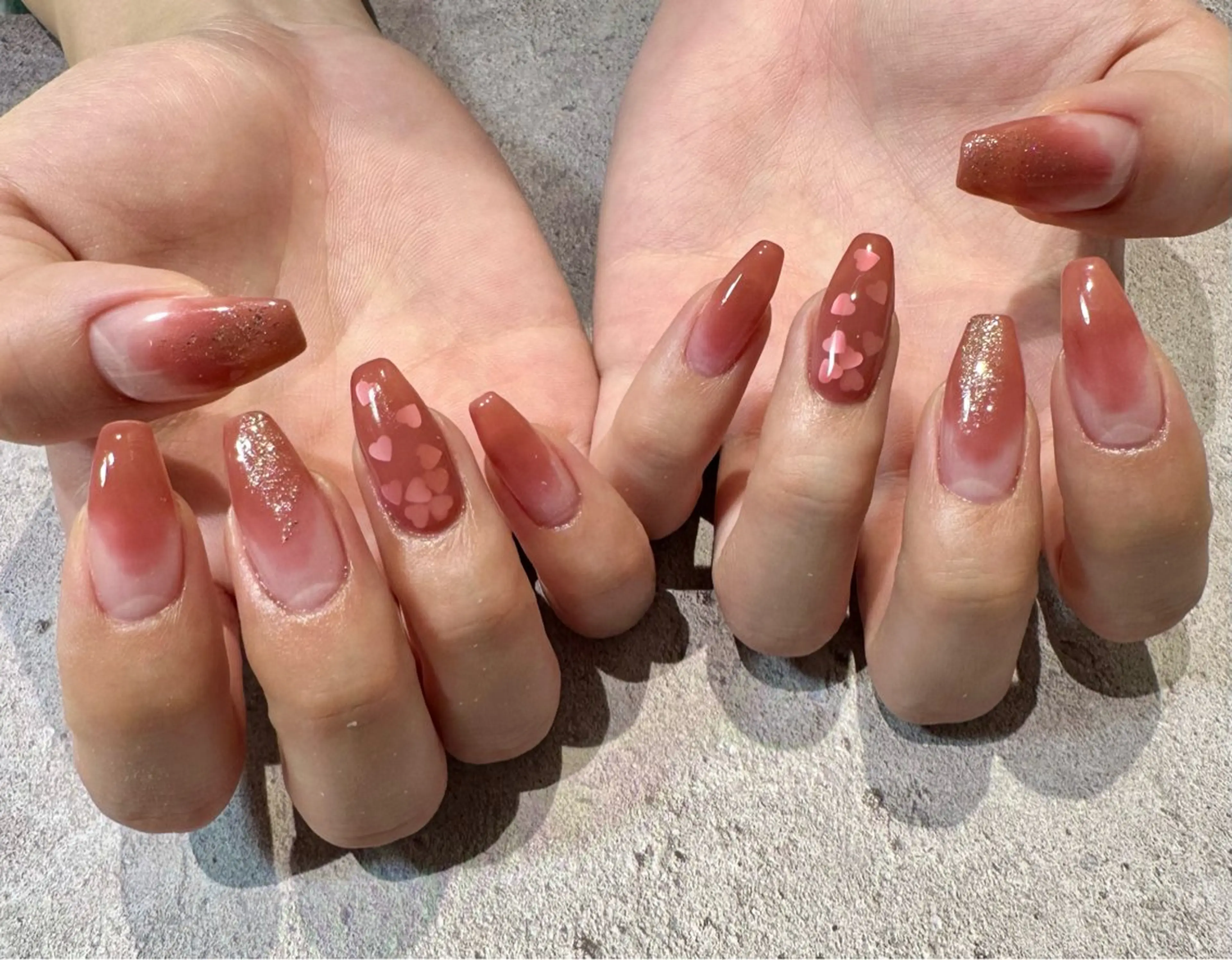 ネイル ハート ハンドネイル 入山 聡美のネイルデザイン