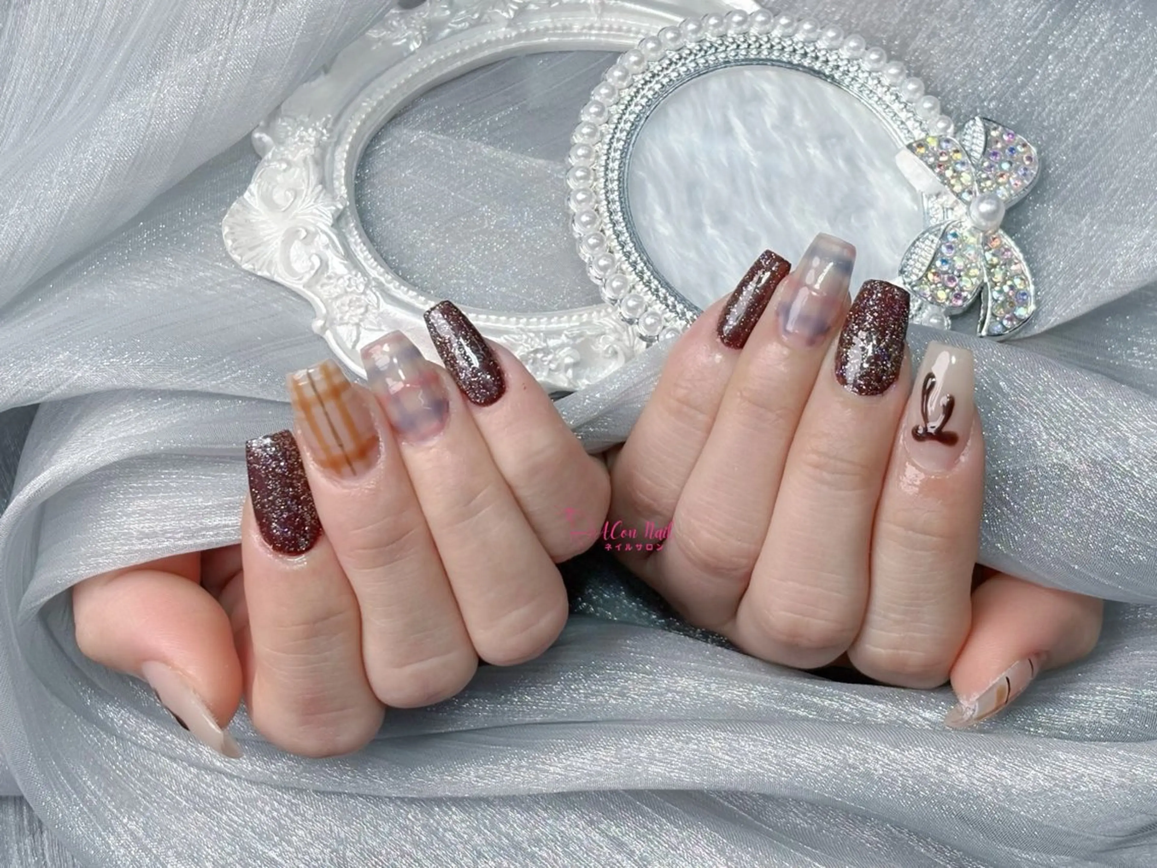 ネイル 桜ネイル 長さ出し フラワーネイル フレンチネイル ジェルネイル ハンドネイル AConNailSalon所属・ACon NailSalonのネイルデザイン