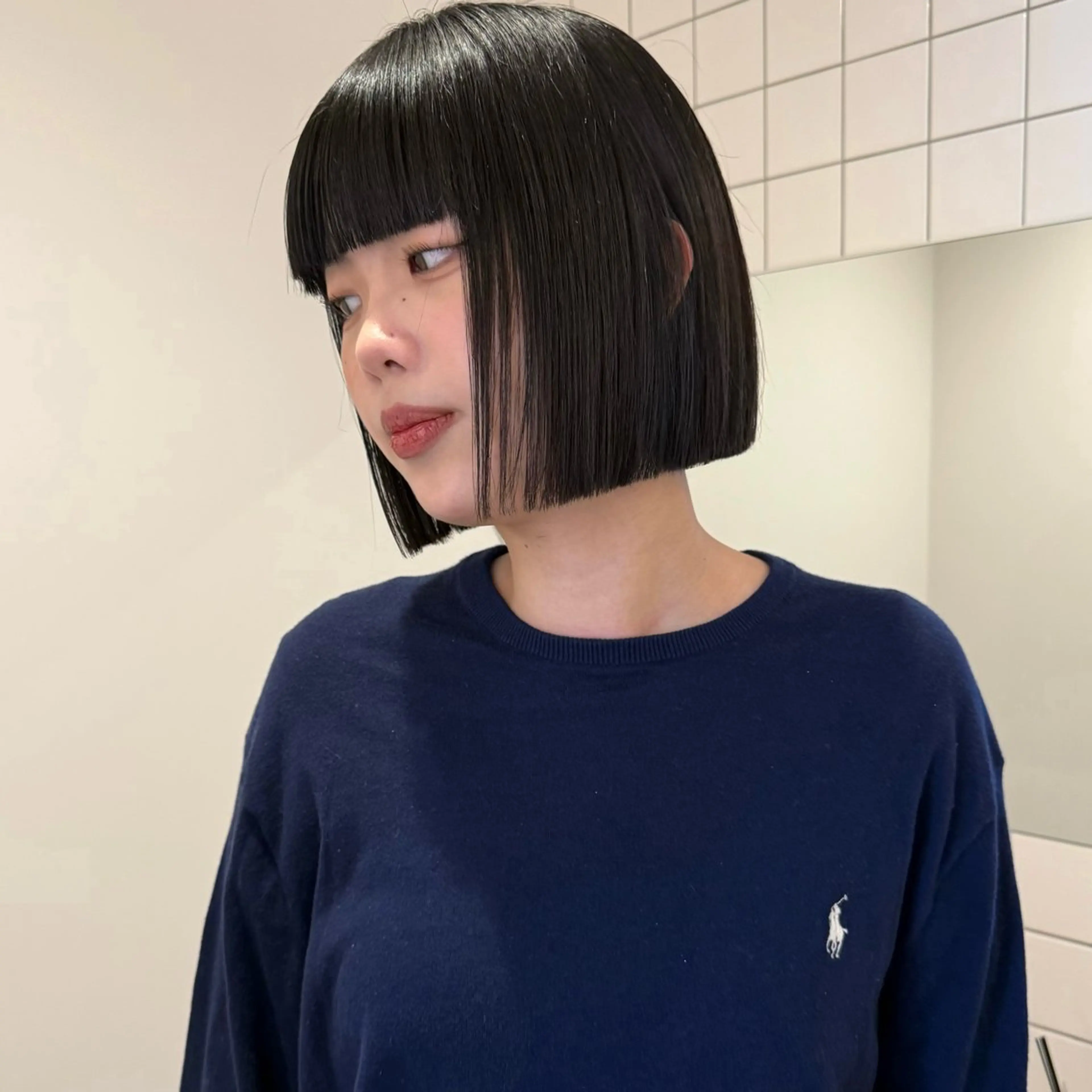 ミディアム ボブ ヘアカラー 舟橋耀/ブリーチカラ ー/レイヤーカットのヘアスタイル