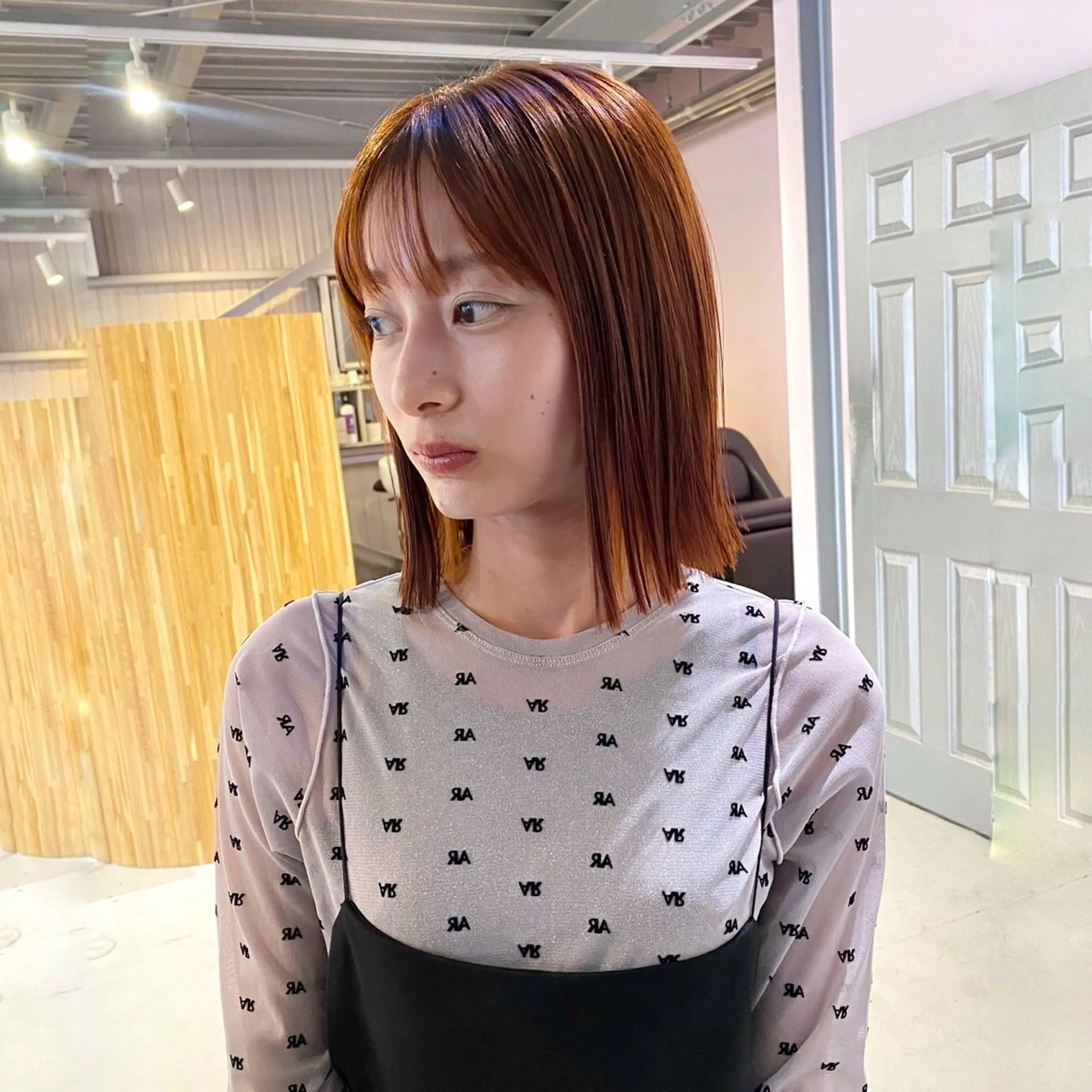 ミディアム カラー ブラウンカラー オレンジ オレンジブラウン ボブ カット ヘアカラー アオイ🩵暖色 /まろやかカラーのヘアスタイル