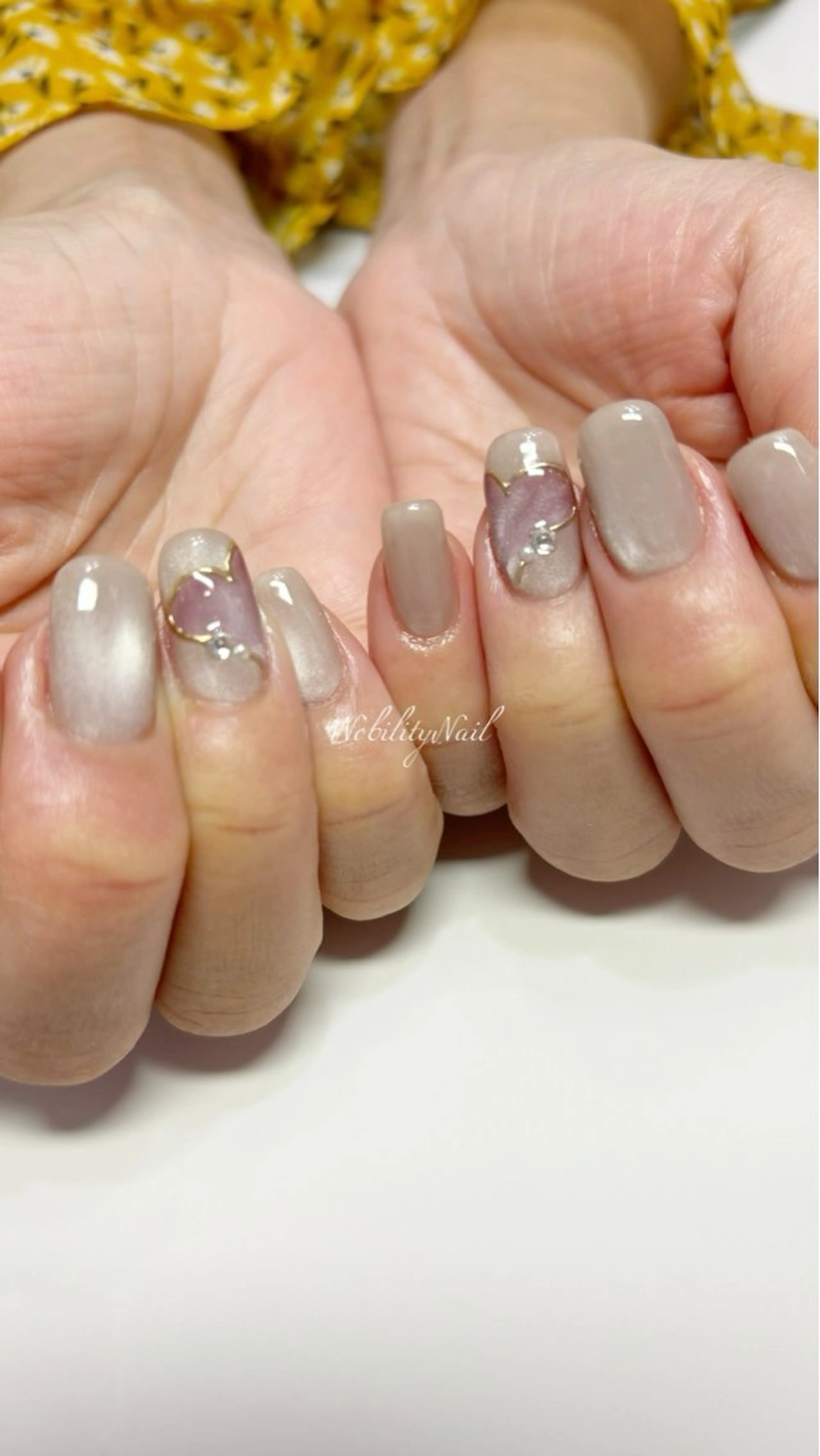 ネイル ジェルネイル ハート マグネットネイル ネイルサロンNobilityNail所属・風口 麻由子のネイルデザイン