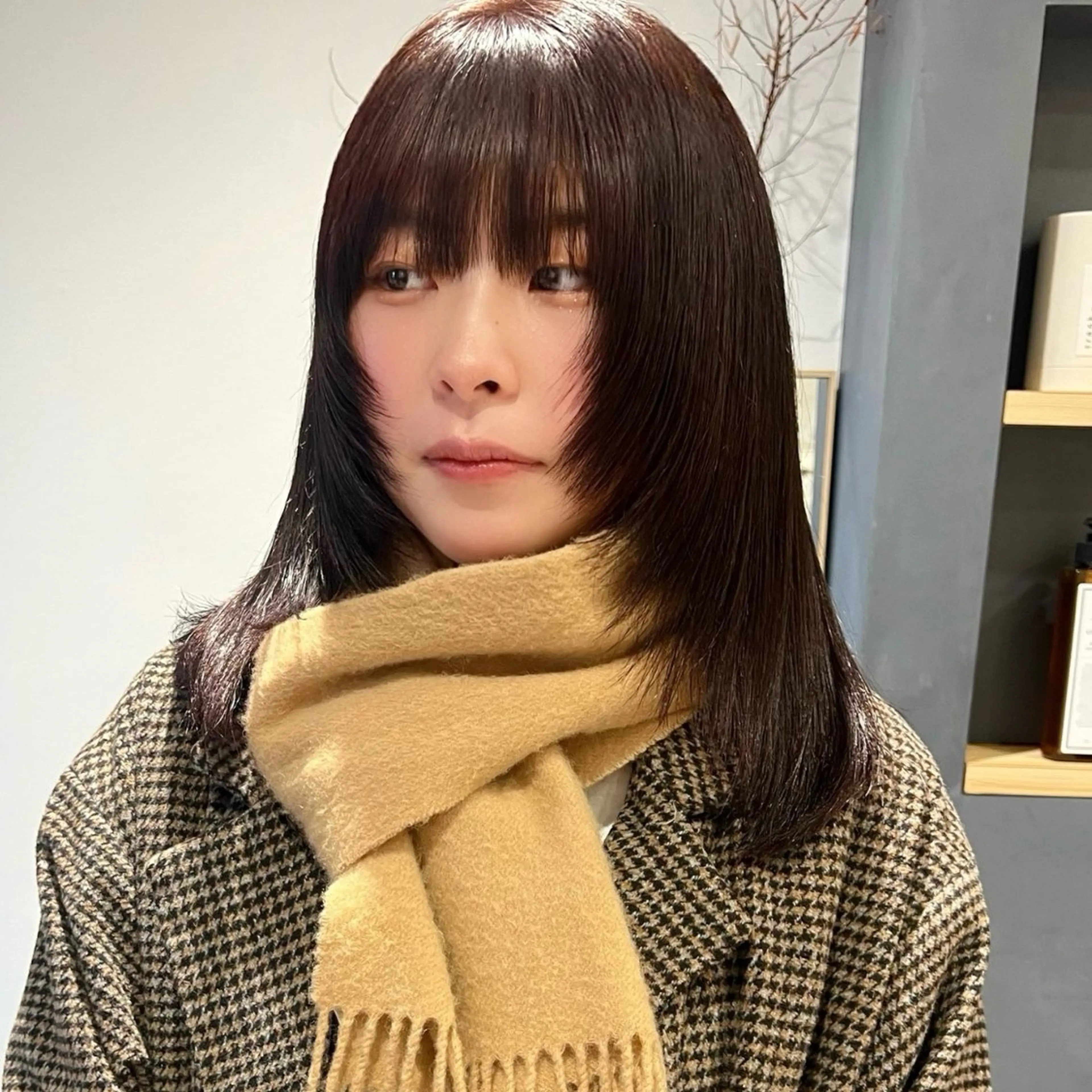 セミロング カット ヘアカラー トリートメント AI TOKYO　S所属・mizuki 【韓国レイヤー】のヘアスタイル