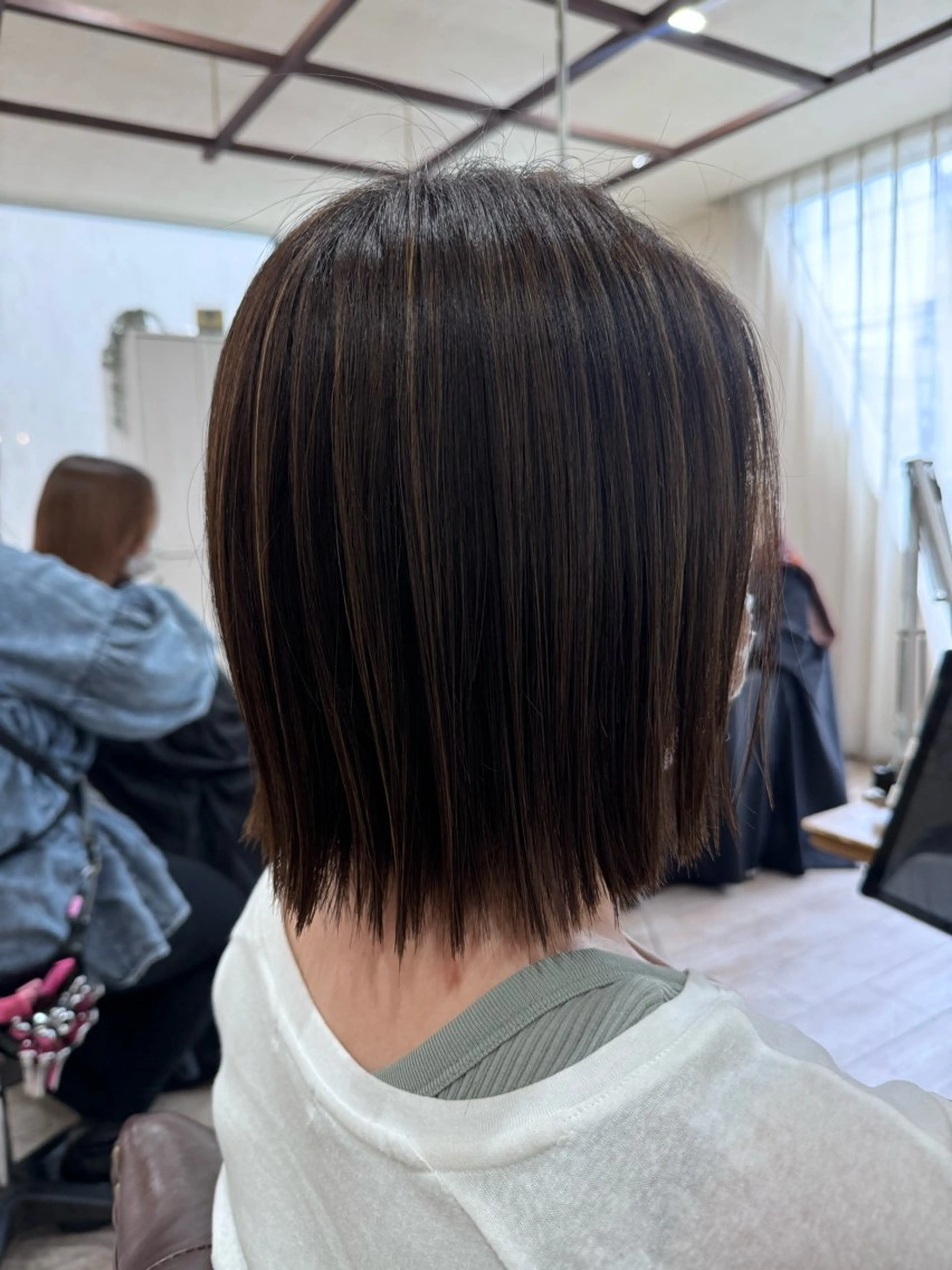 ミディアム カラー 切りっぱなしボブ ボブ 髪質改善 カット ヘアカラー トリートメント 新越谷noble店長 松本拓也▶◀*.のヘアスタイル
