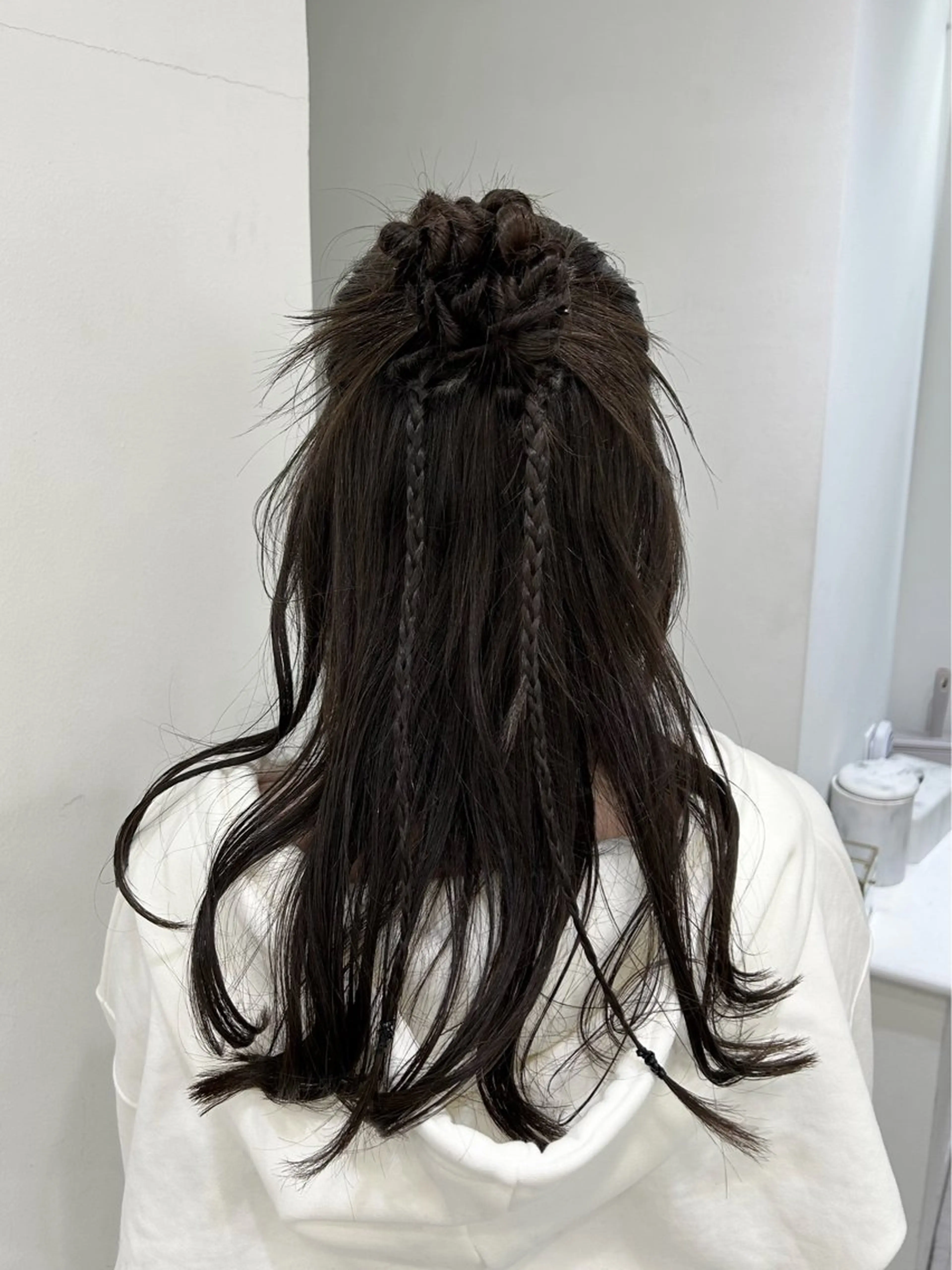 セミロング ヘアアレンジ ハーフアップ ヘアセット 韓国ヘア/顔周り ヘアセット/加藤優里のヘアスタイル