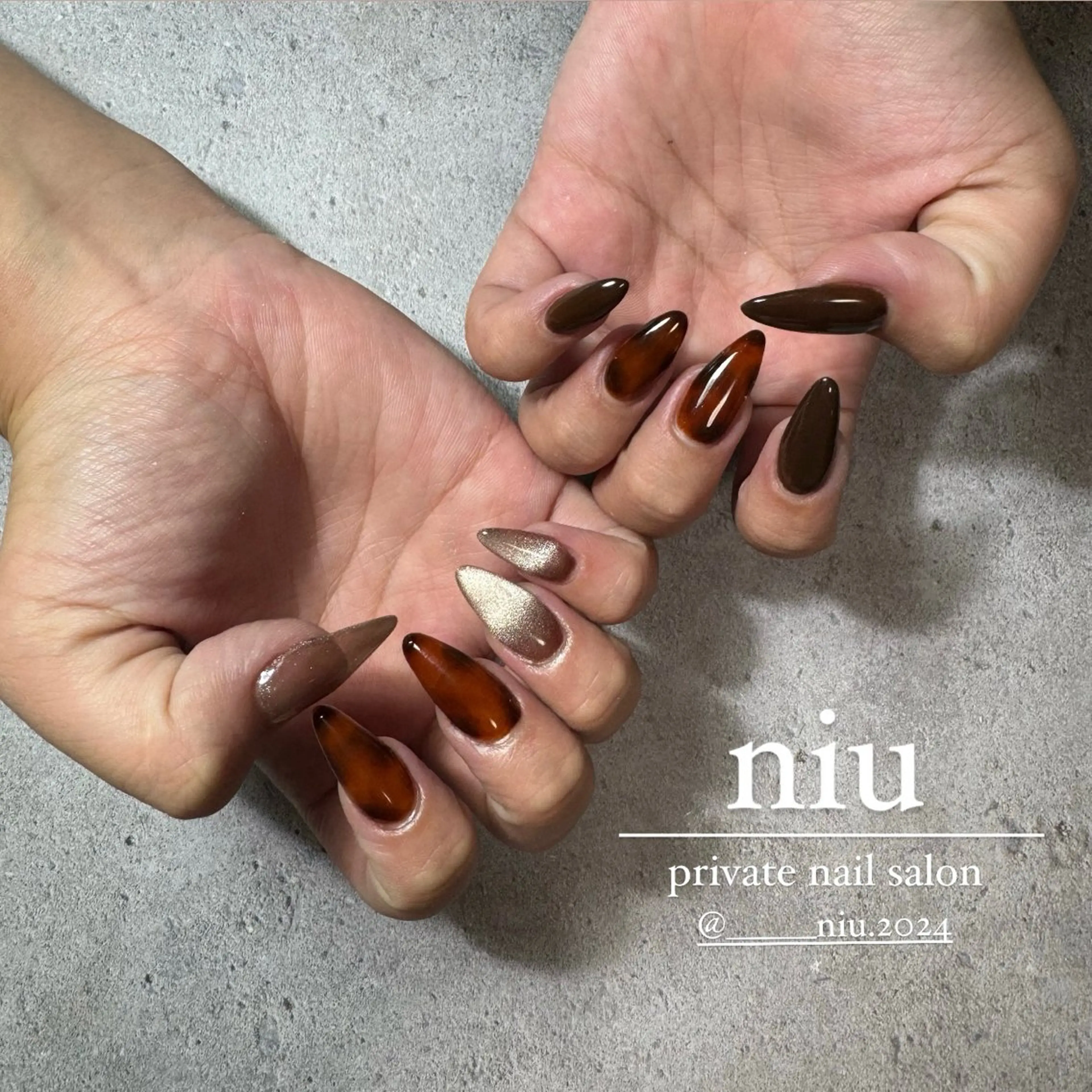 ネイル べっ甲ネイル nail salon niuのネイルデザイン