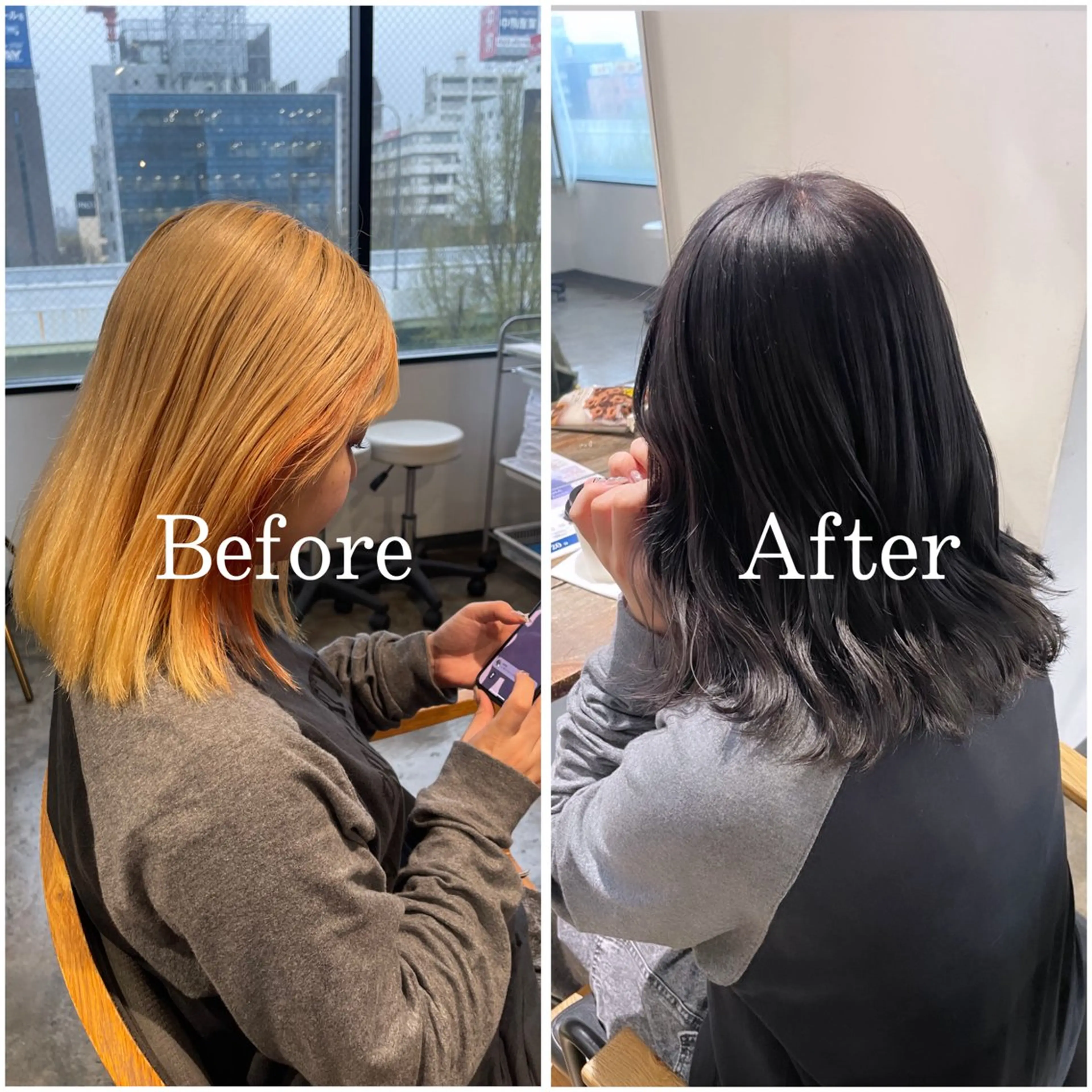 セミロング カラー ブリーチ 透明感カラー デザインカラー ハイトーンカラー ムラ修正/ ハイトーン💖Riaのヘアスタイル