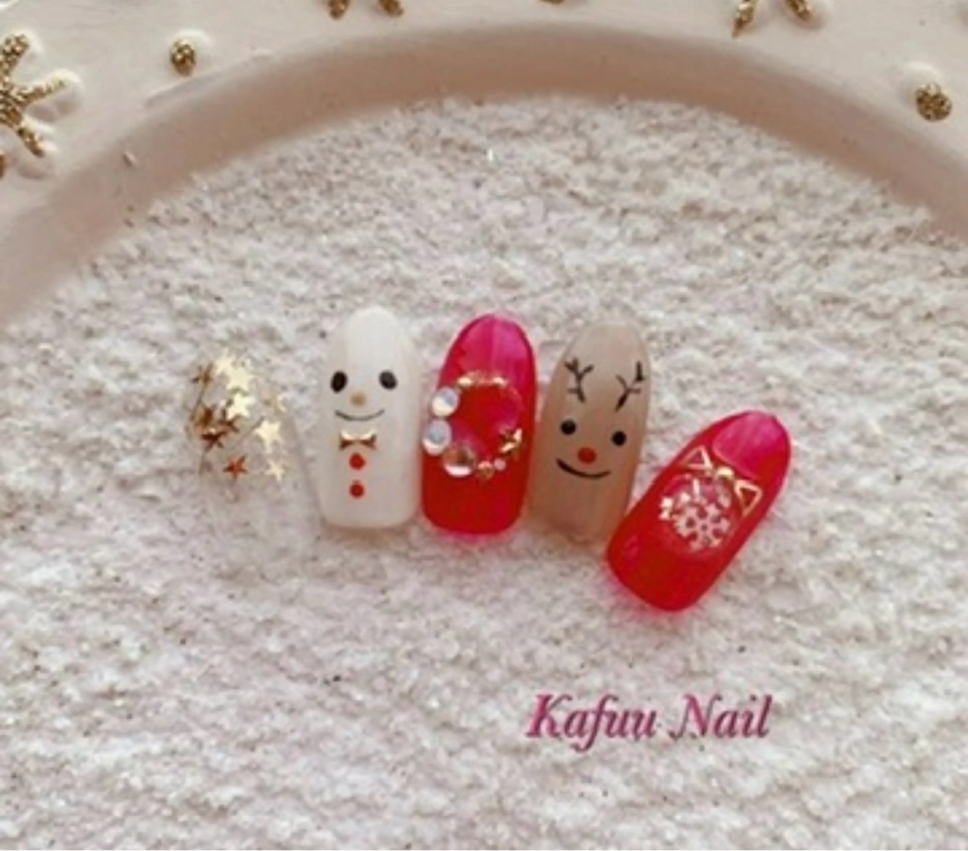 ネイル アートネイル クリアネイル ぷっくりネイル 冬ネイル クリスマス Kafuu Nailのネイルデザイン