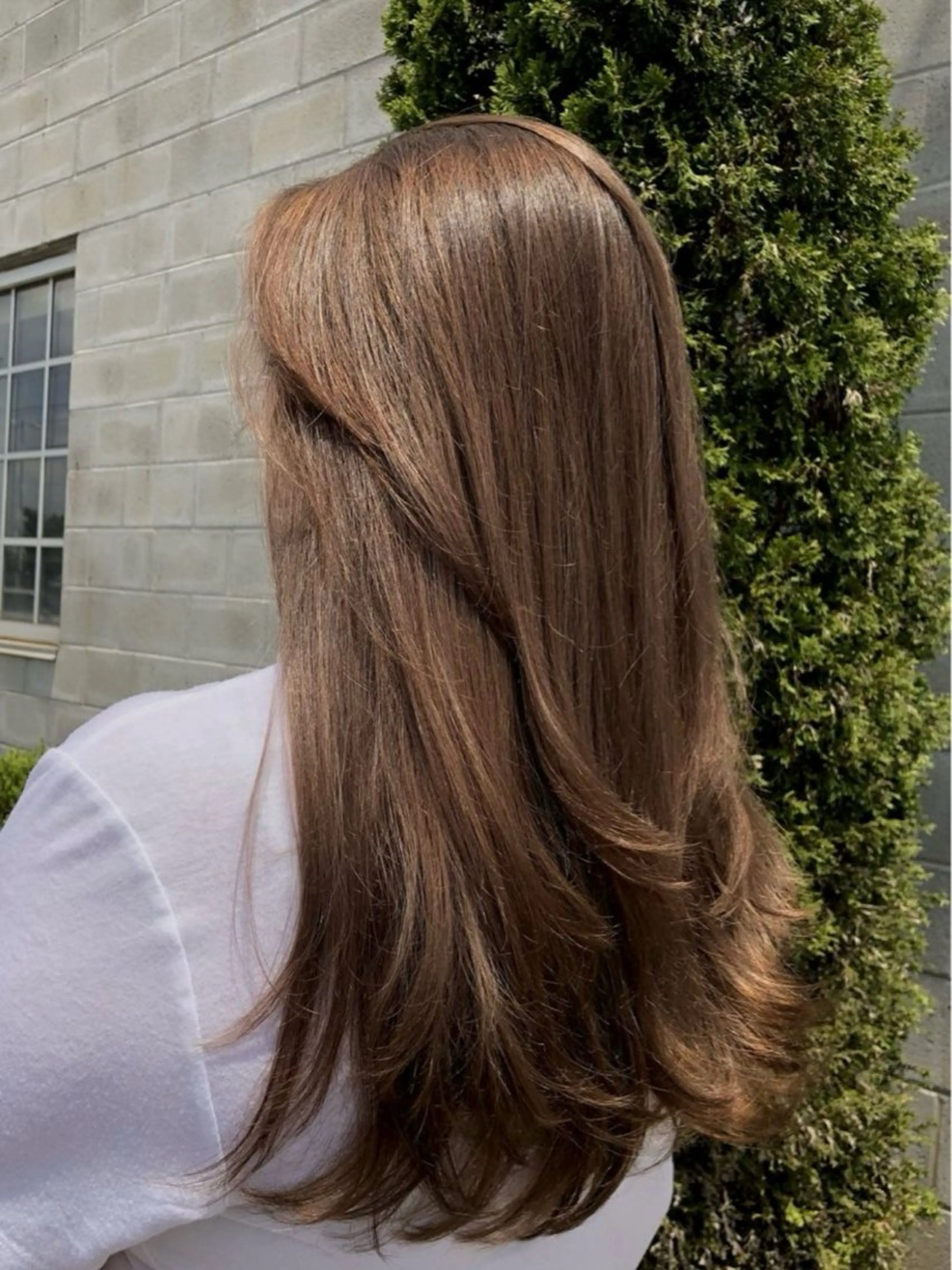 ロング カラー 切りっぱなしボブ ボブ 顔まわりレイヤー 顔周りカット 姫カット nonoka オリーブ/グレージュのヘアスタイル