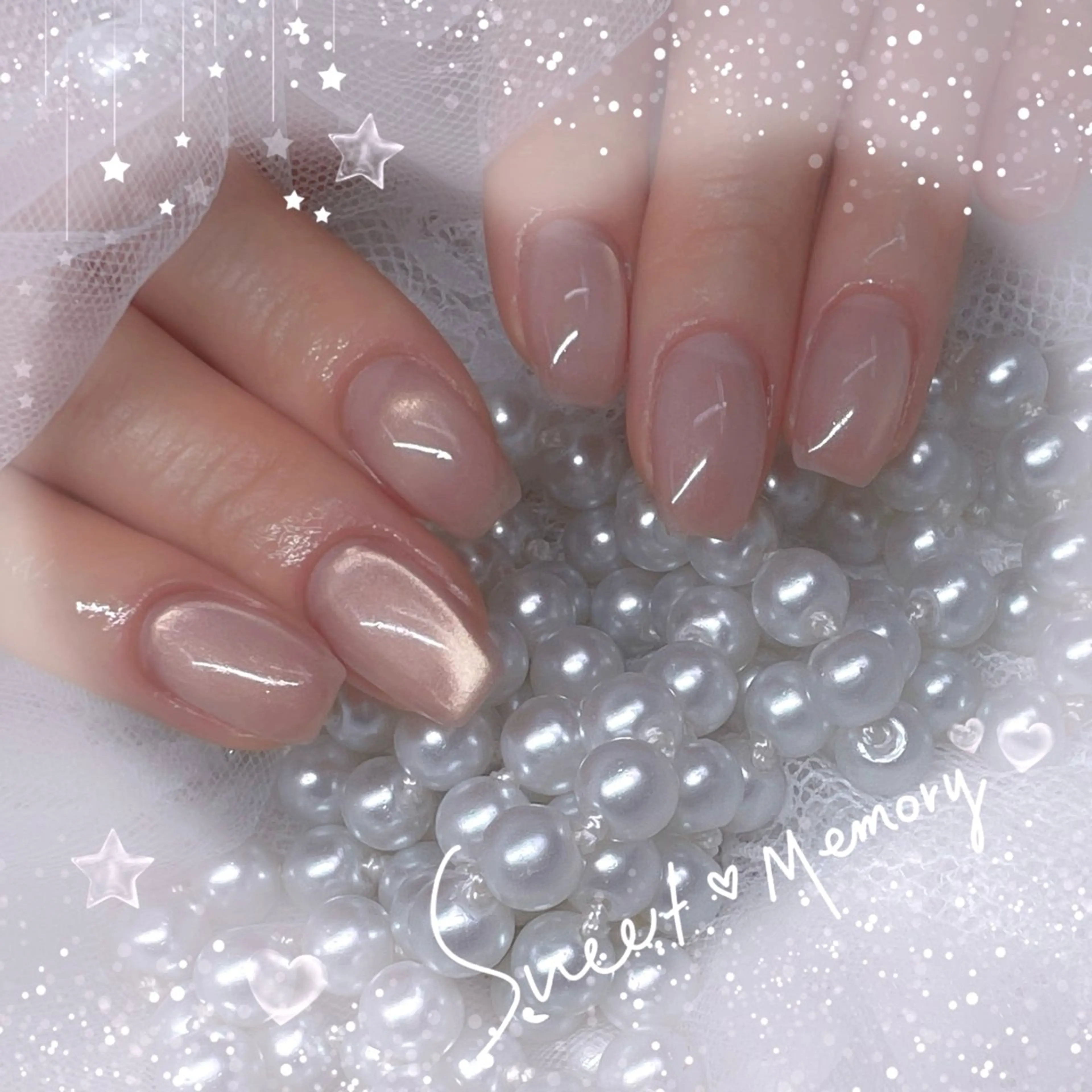 ネイル チークネイル フレンチネイル ガーリー ガラスフレンチ グラデーション Chill Nailsalonのネイルデザイン