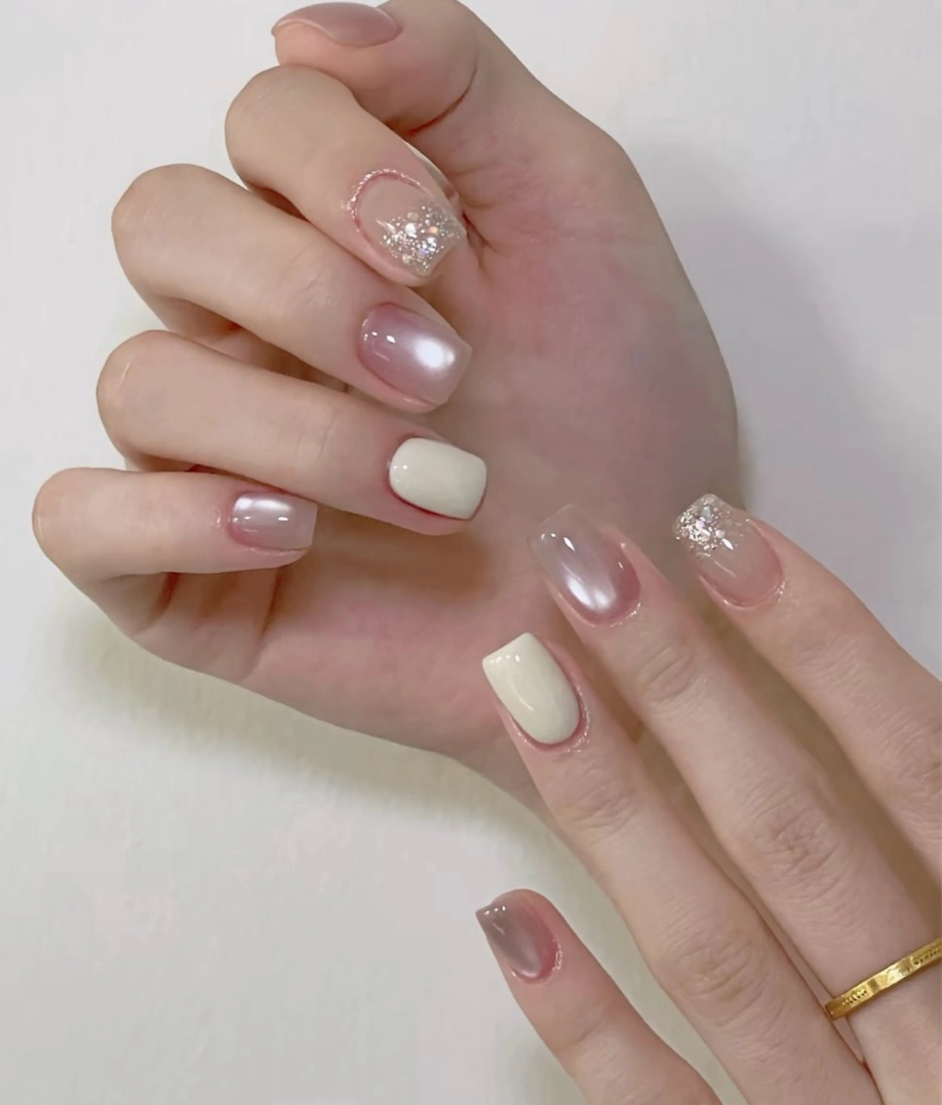 ネイル アートネイル チークネイル 長さ出し フラッシュネイル キラキラネイル ハンドネイル ハンドケア For you. Nail Salonのネイルデザイン