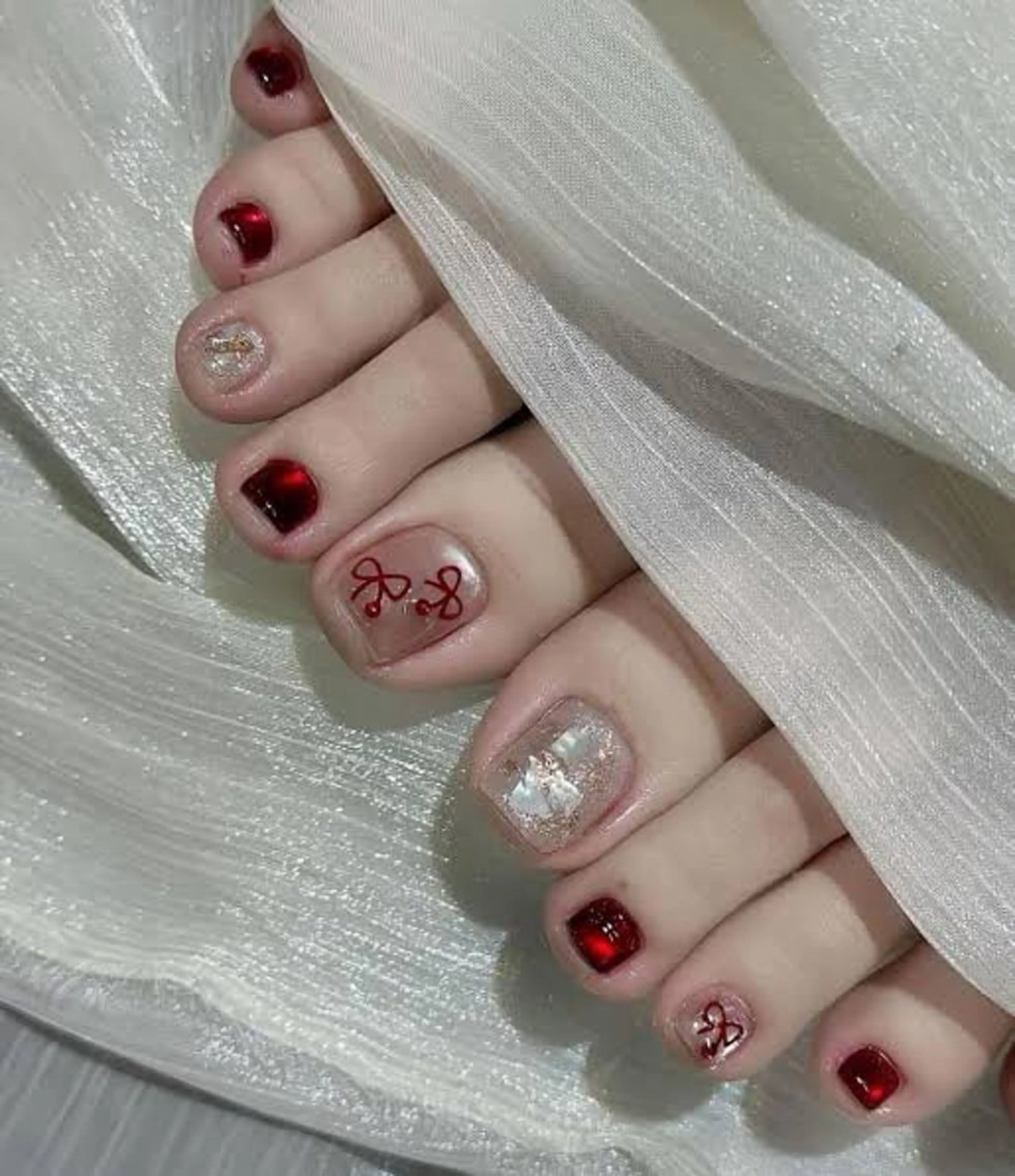 ネイル アートネイル オーロラネイル チークネイル 長さ出し フットネイル Chan nailsのネイルデザイン