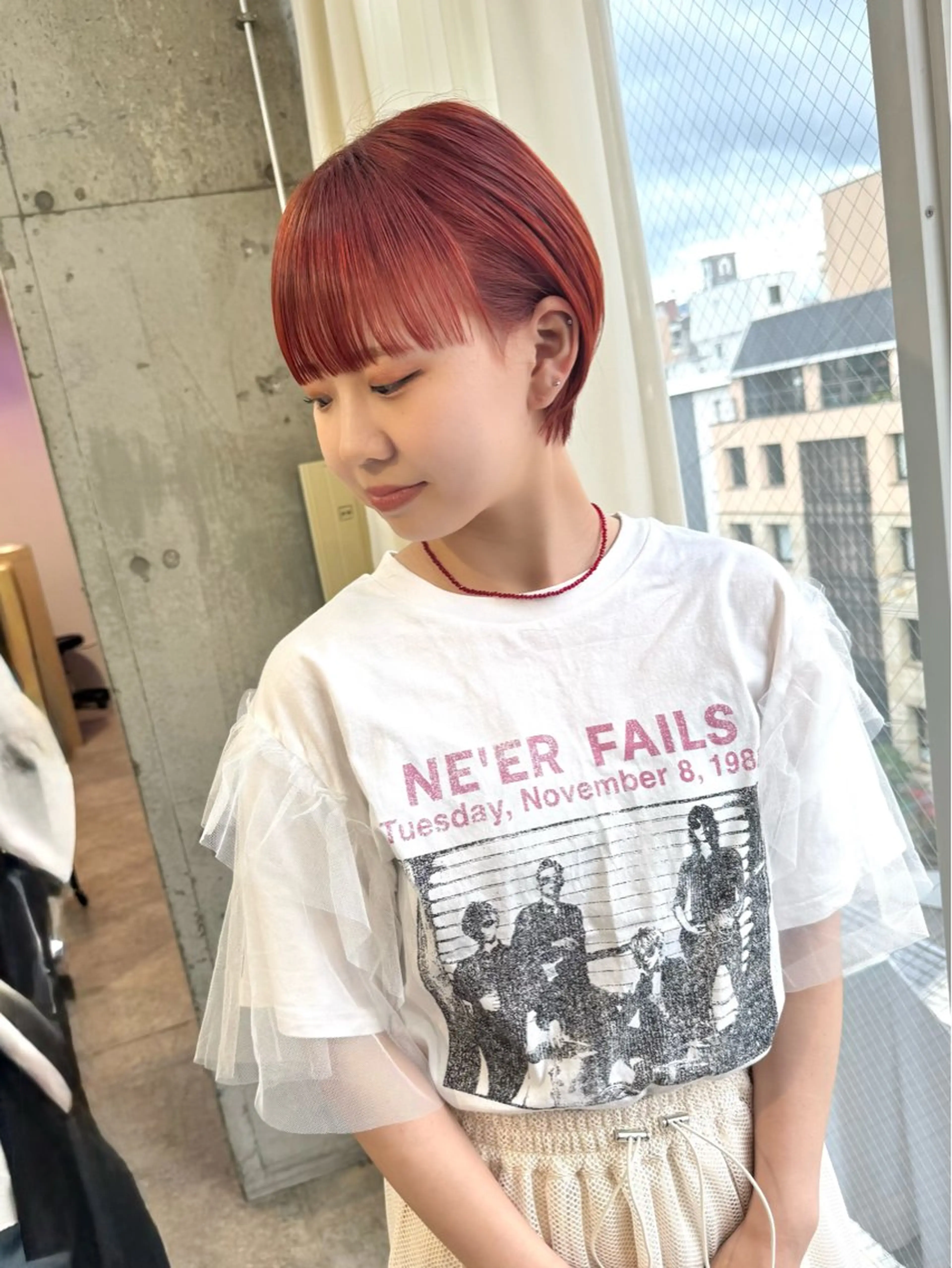 ショート カラー オレンジ ショートヘア カット ヘアカラー lani 天神大名/ブリーチのヘアスタイル