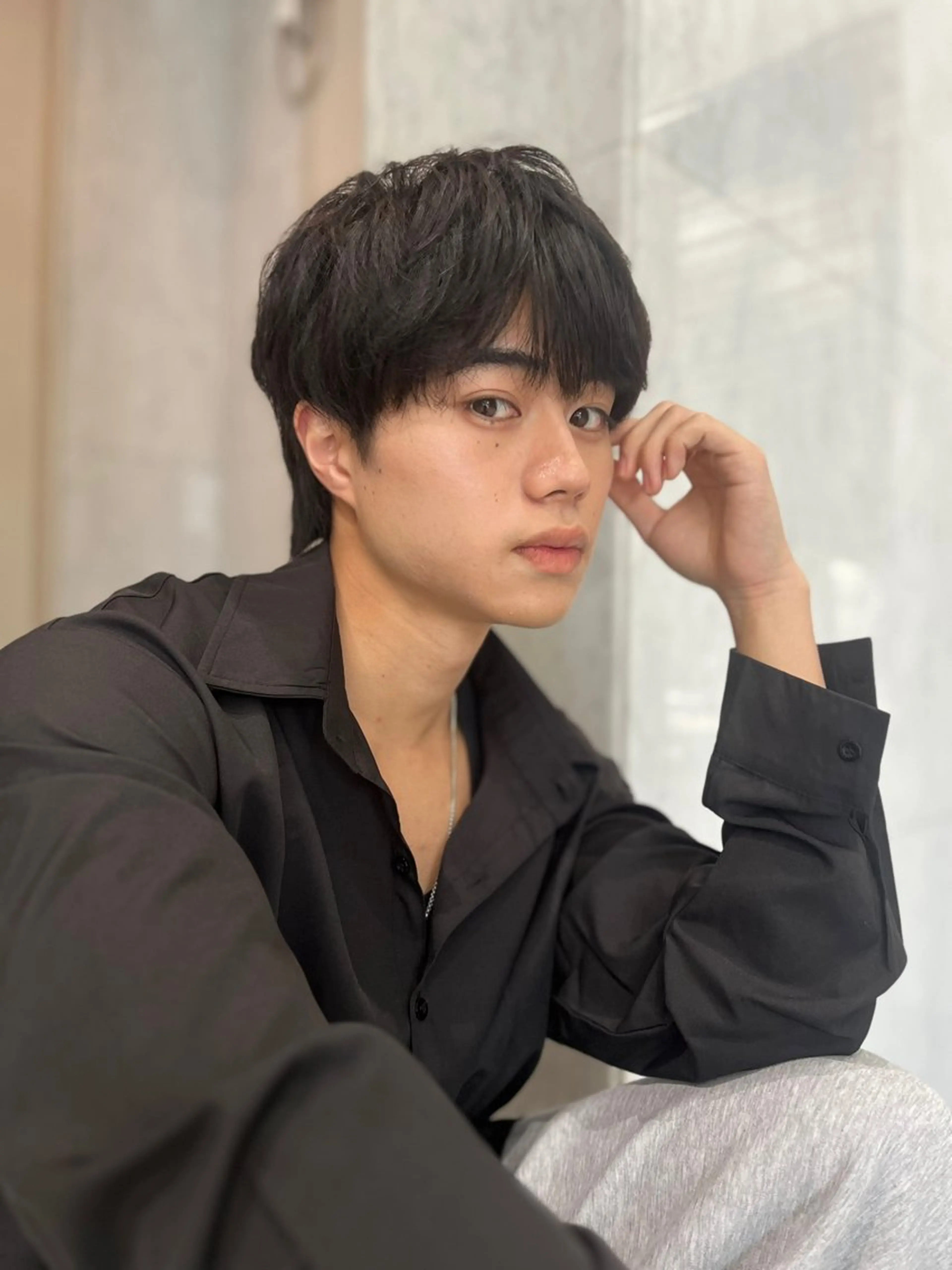 メンズ カット パーマ メンズセンターパート 🇰🇷wakanaのヘアスタイル