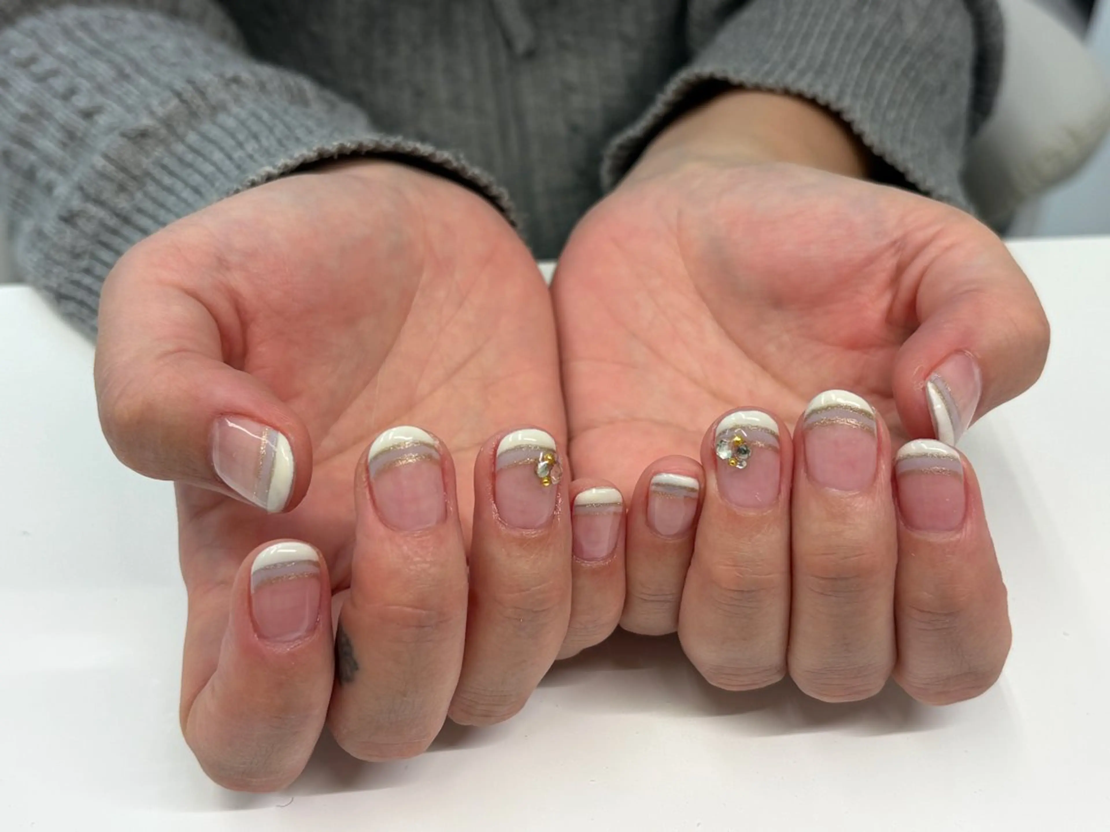 ネイル ダブルフレンチ フレンチネイル cream nail salon所属・Haruka designのネイルデザイン