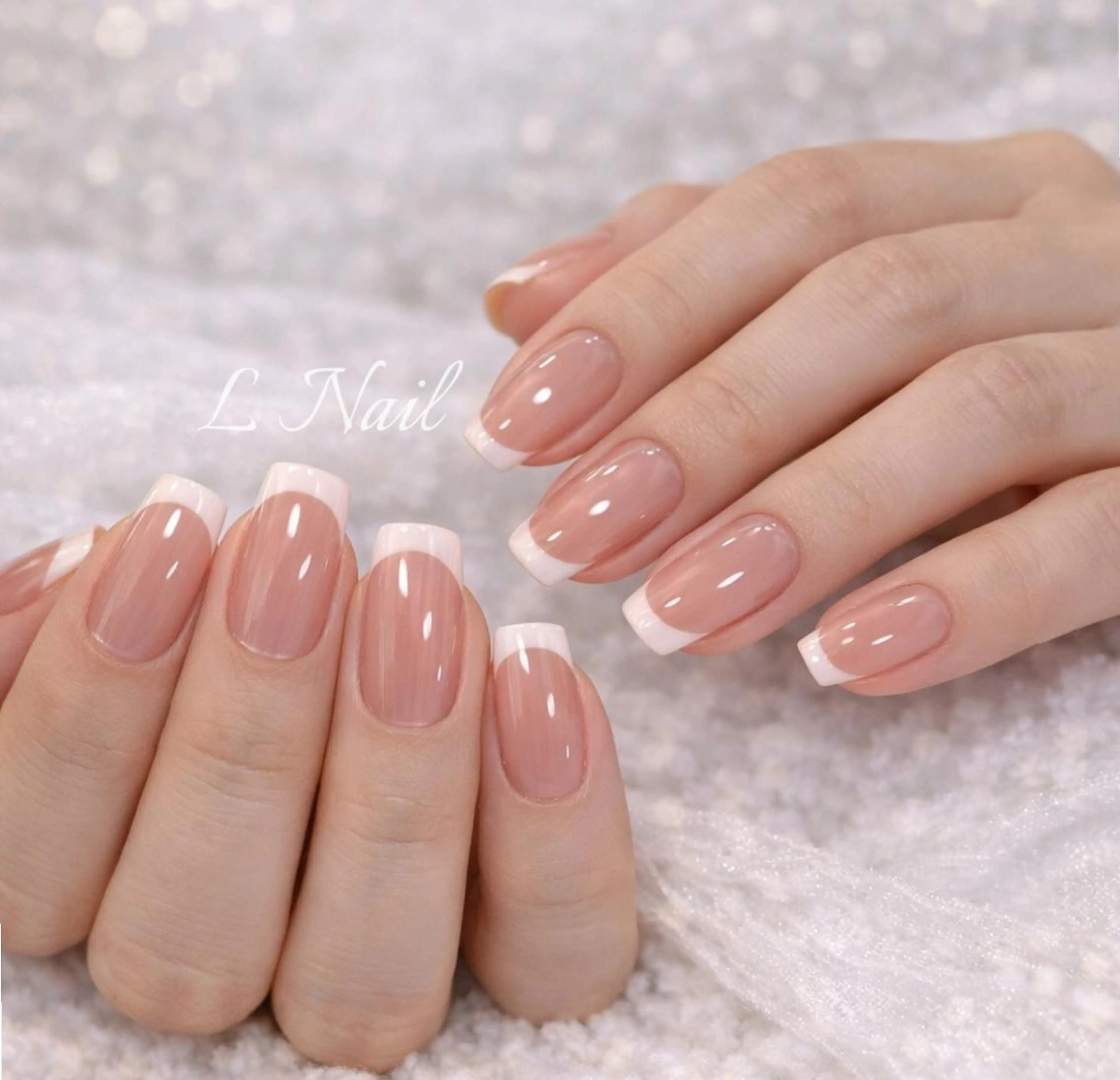 ネイル ドット ジェルネイル ガーリー レース リボン ハンドネイル ハンドケア L Nailのネイルデザイン