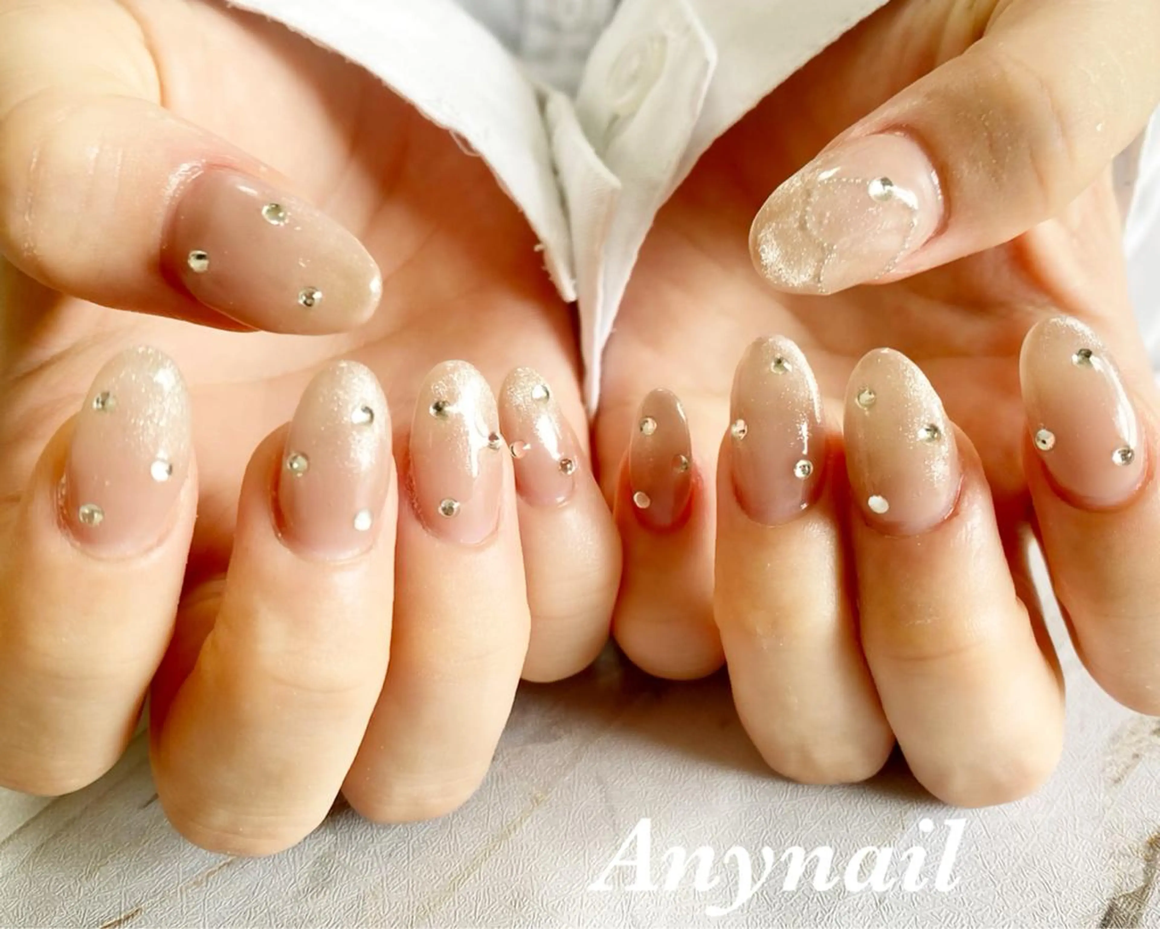 ネイル ブルー ハート キラキラネイル マグネットネイル オフィスネイル ハンドネイル 岩澤 恵子のネイルデザイン