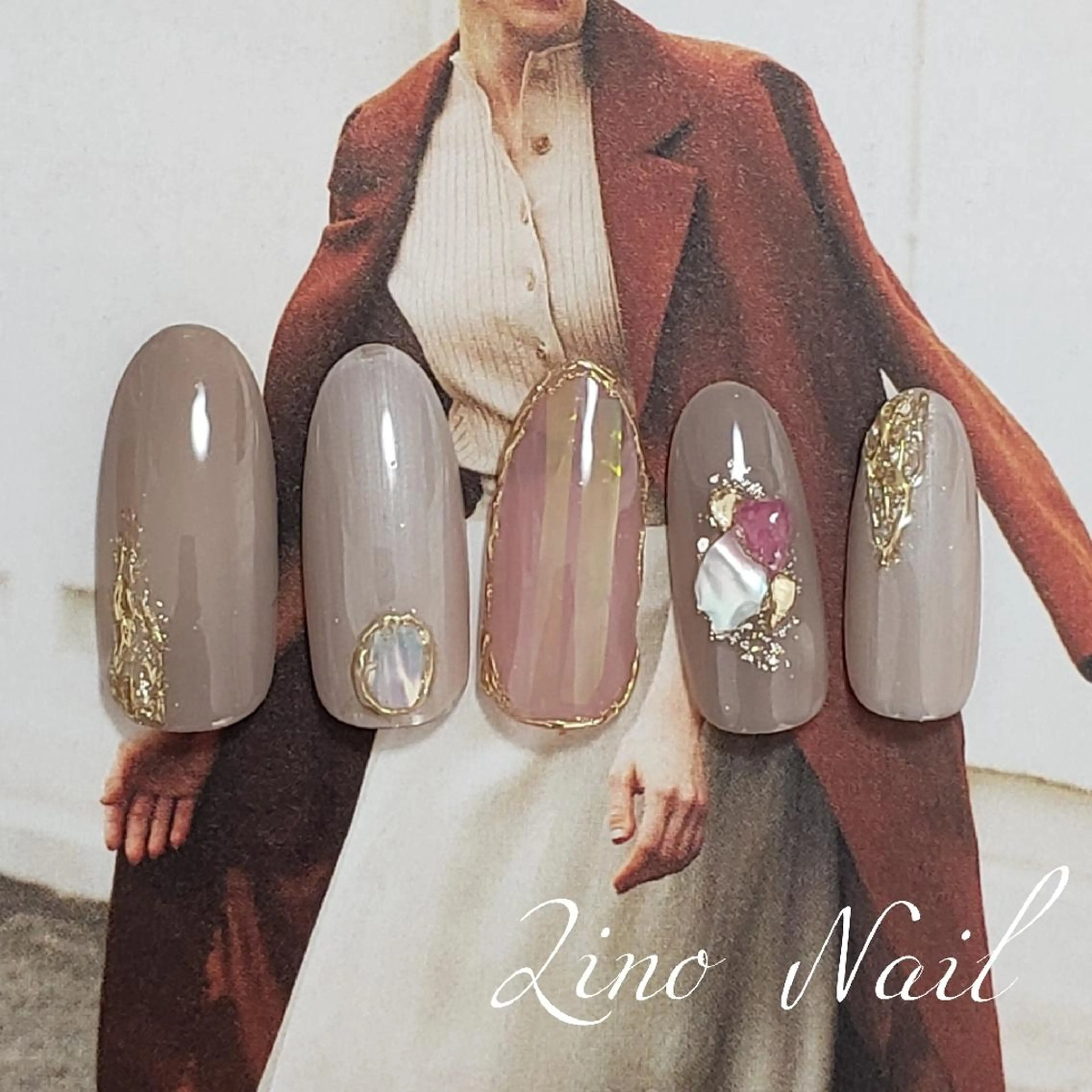 ネイル オーロラネイル カジュアル ジェルネイル キラキラネイル ミラーネイル ハンドネイル Lino Nailのネイルデザイン