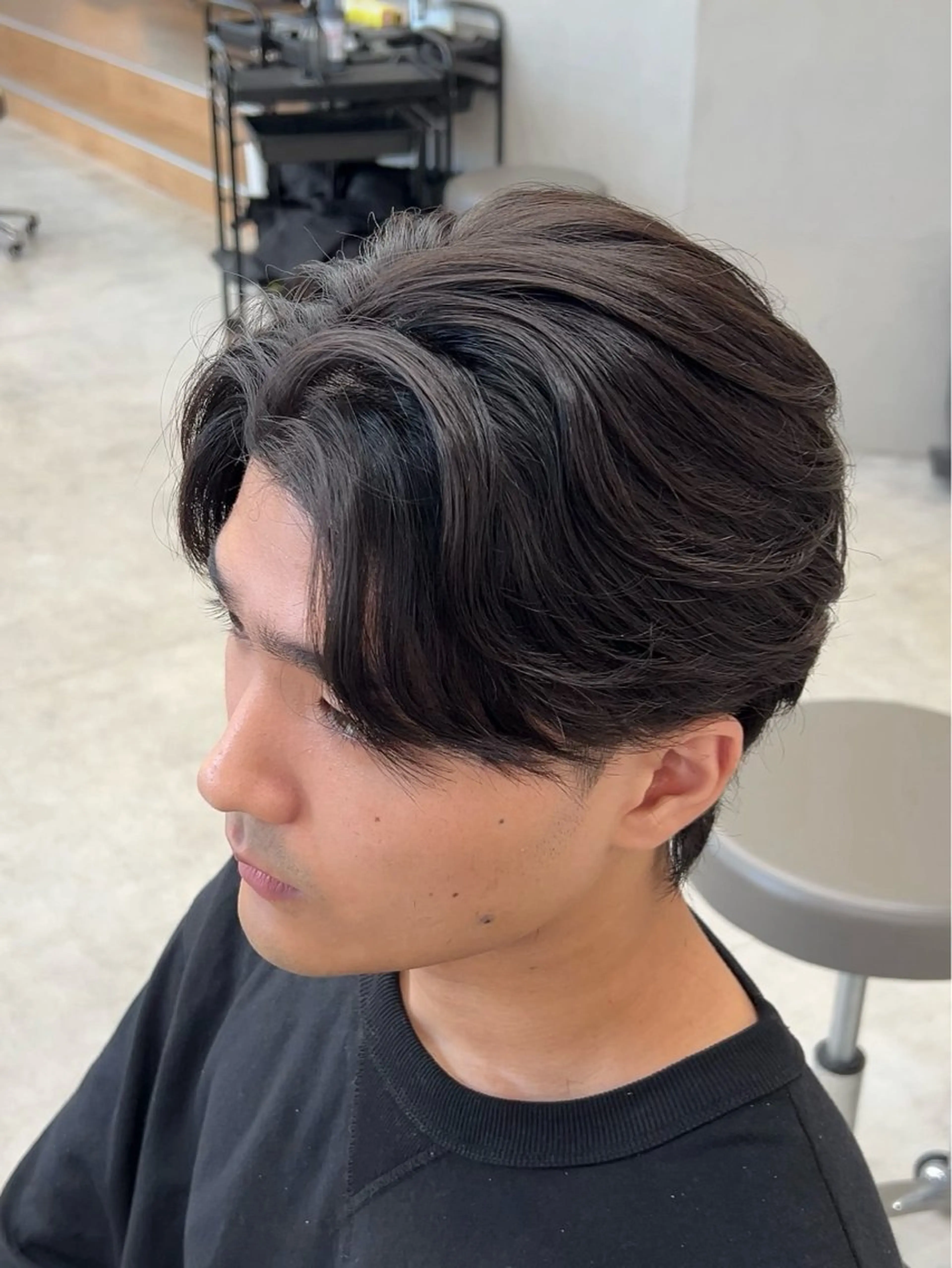 ショート パーマ メンズ センターパート カルマパーマ メンズパーマ 縮毛矯正 ニュアンスパーマ カット 縮毛矯正 メンズパーマ/ 新潟駅/佐藤裕のヘアスタイル