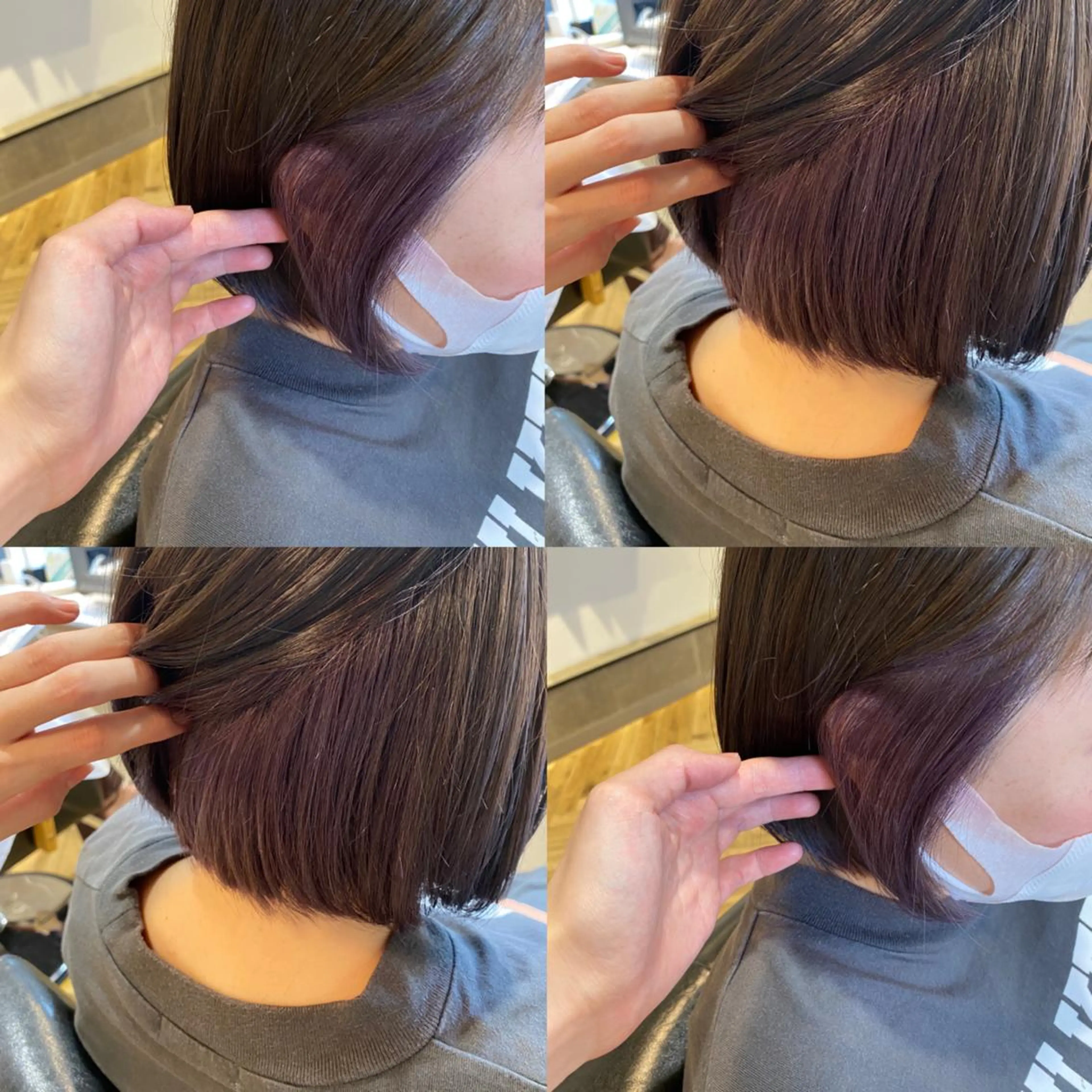 ミディアム カラー ボブ 艶カラー/韓国顔周り 🎀mamiのヘアスタイル