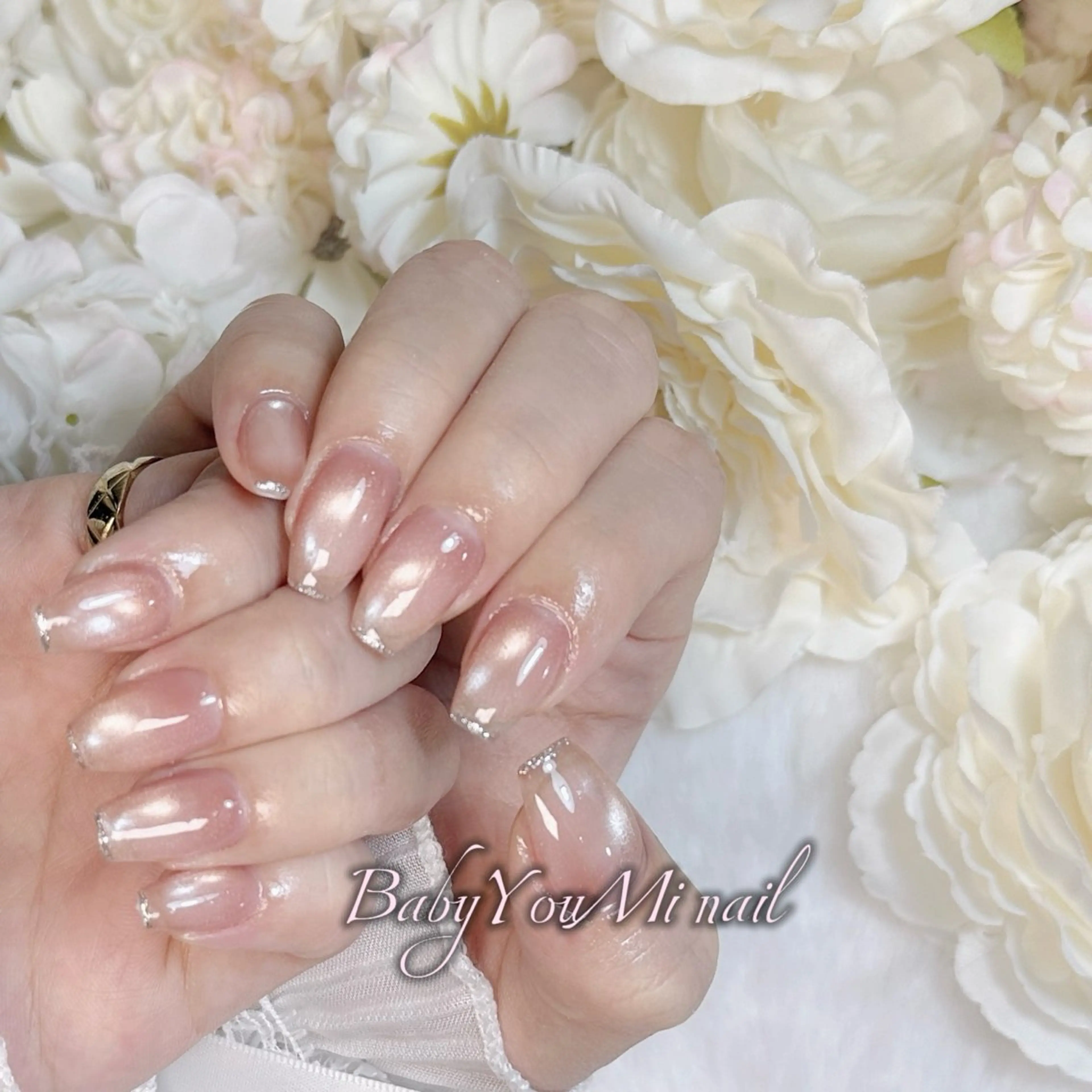 ネイル オーロラネイル 成人式 フットネイル フレンチネイル ジェルネイル ハンドネイル BabyYouMi nailのネイルデザイン