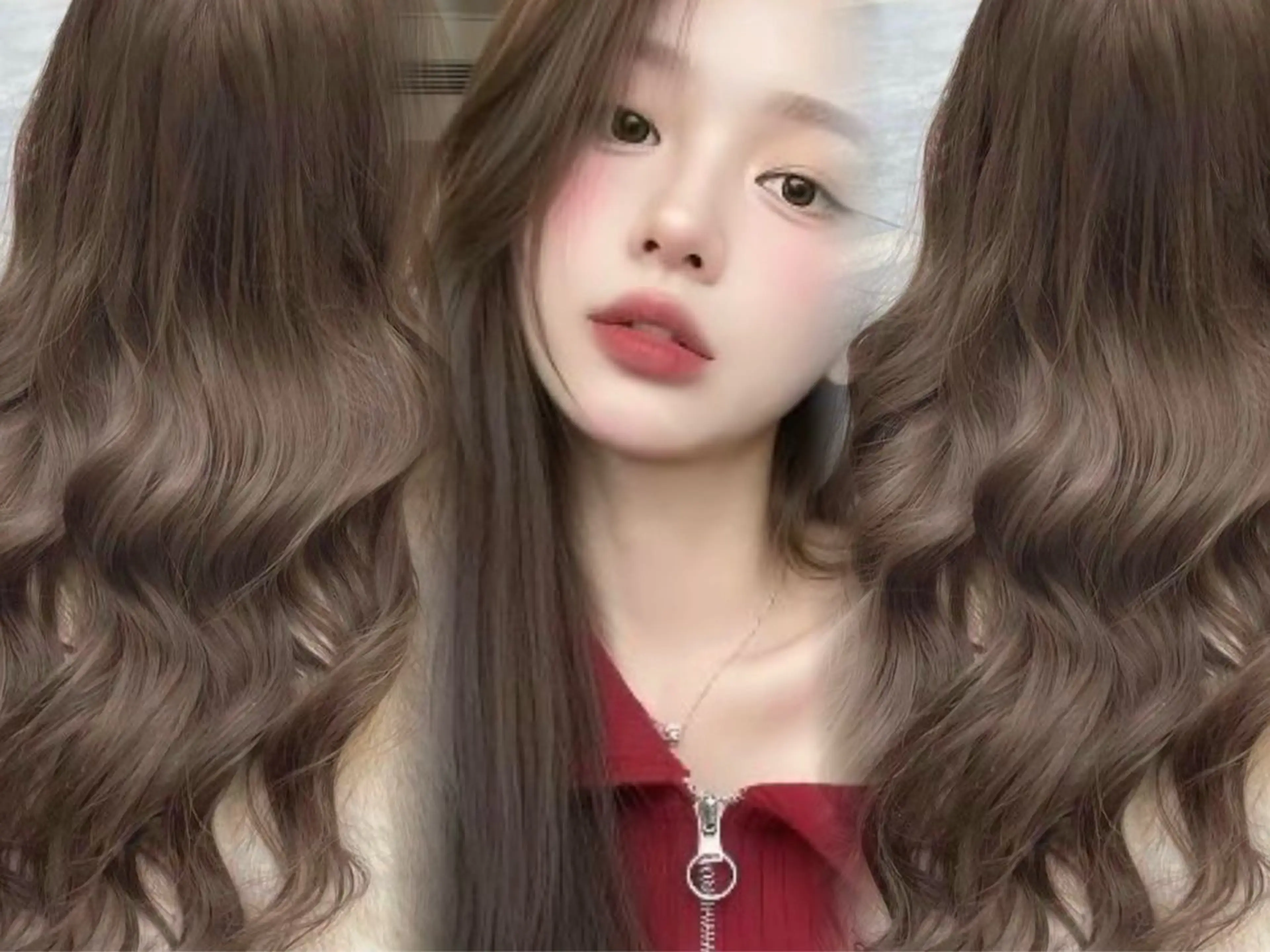 ミディアム カラー ヘアカラー 木屋元一/透明感 /前髪/韓国ヘアのヘアスタイル