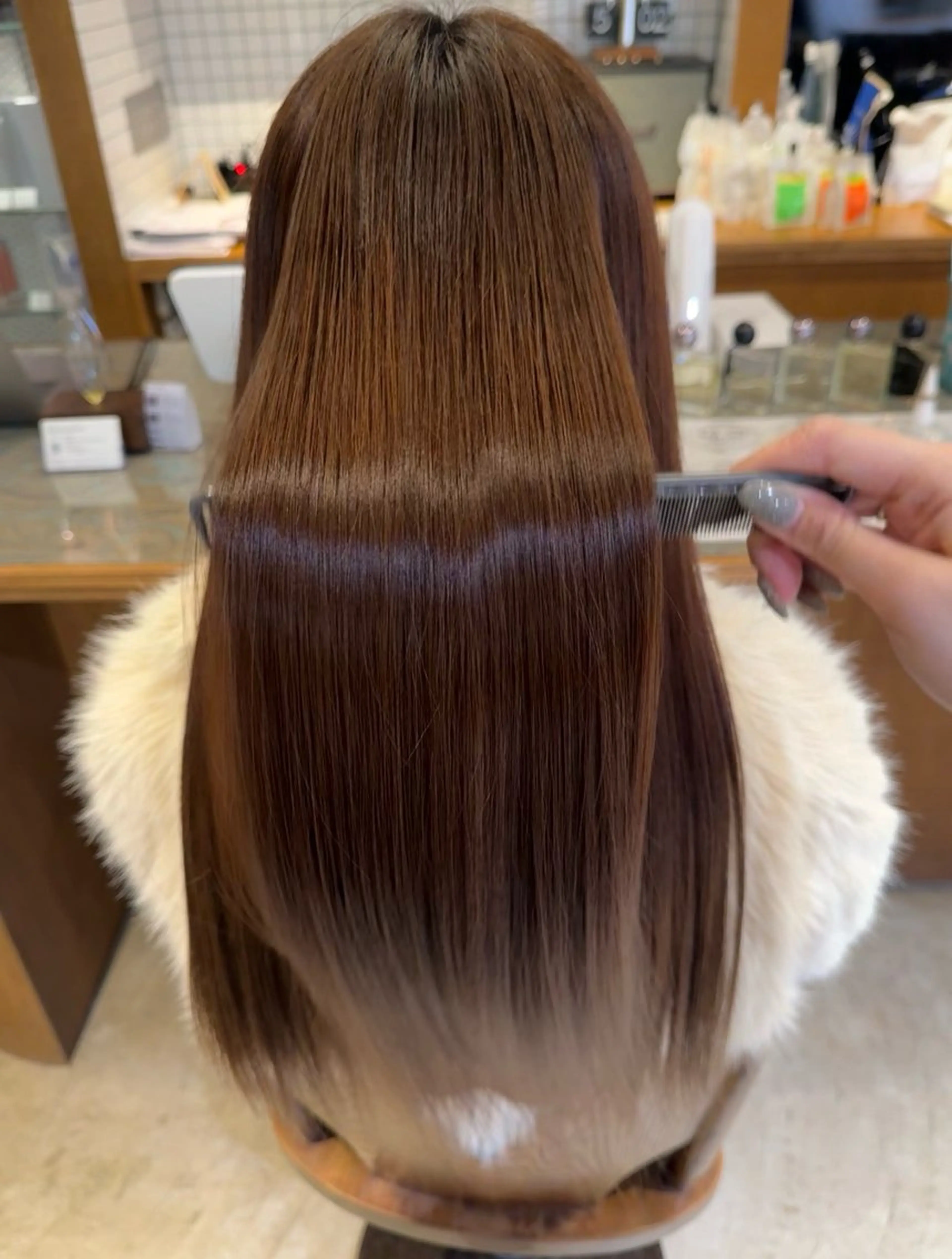 ロング 縮毛矯正 名駅/酸性ストレート /ワンカラー/アヤハのヘアスタイル