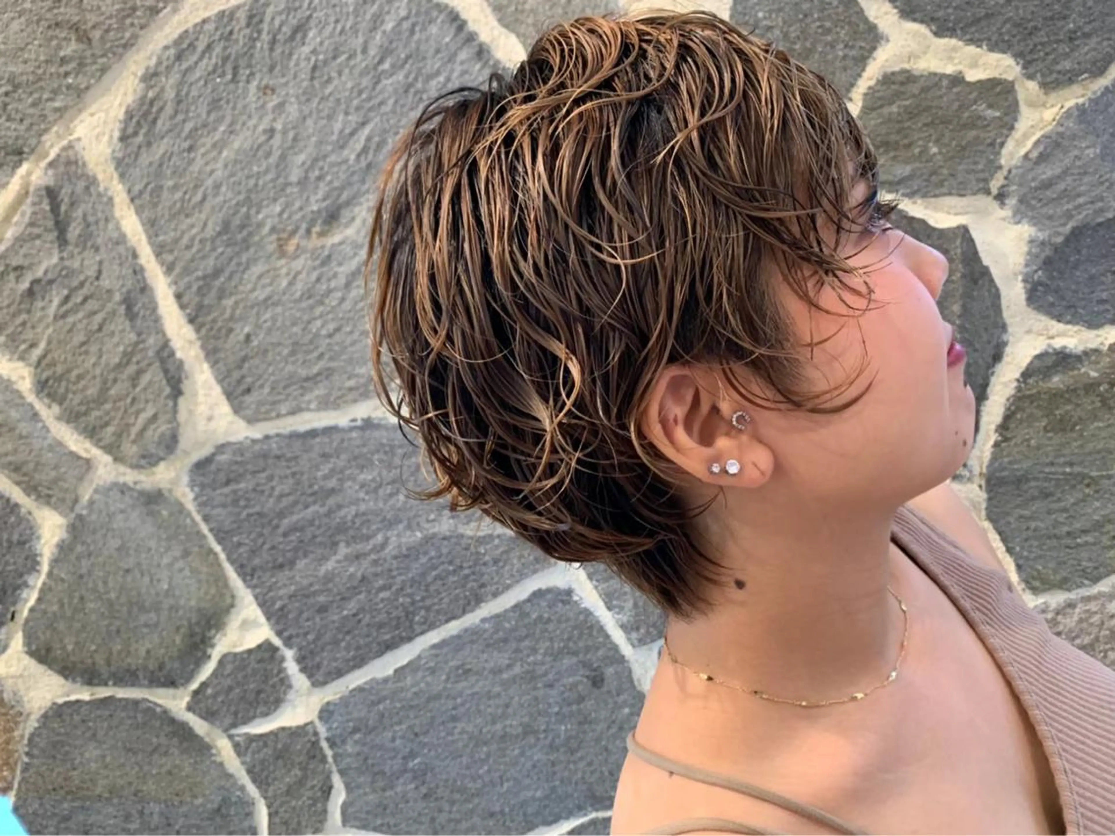 ショート カラー パーマ ハイトーンカラー デジタルパーマ 👑サロンディレ クター👑はるかのヘアスタイル