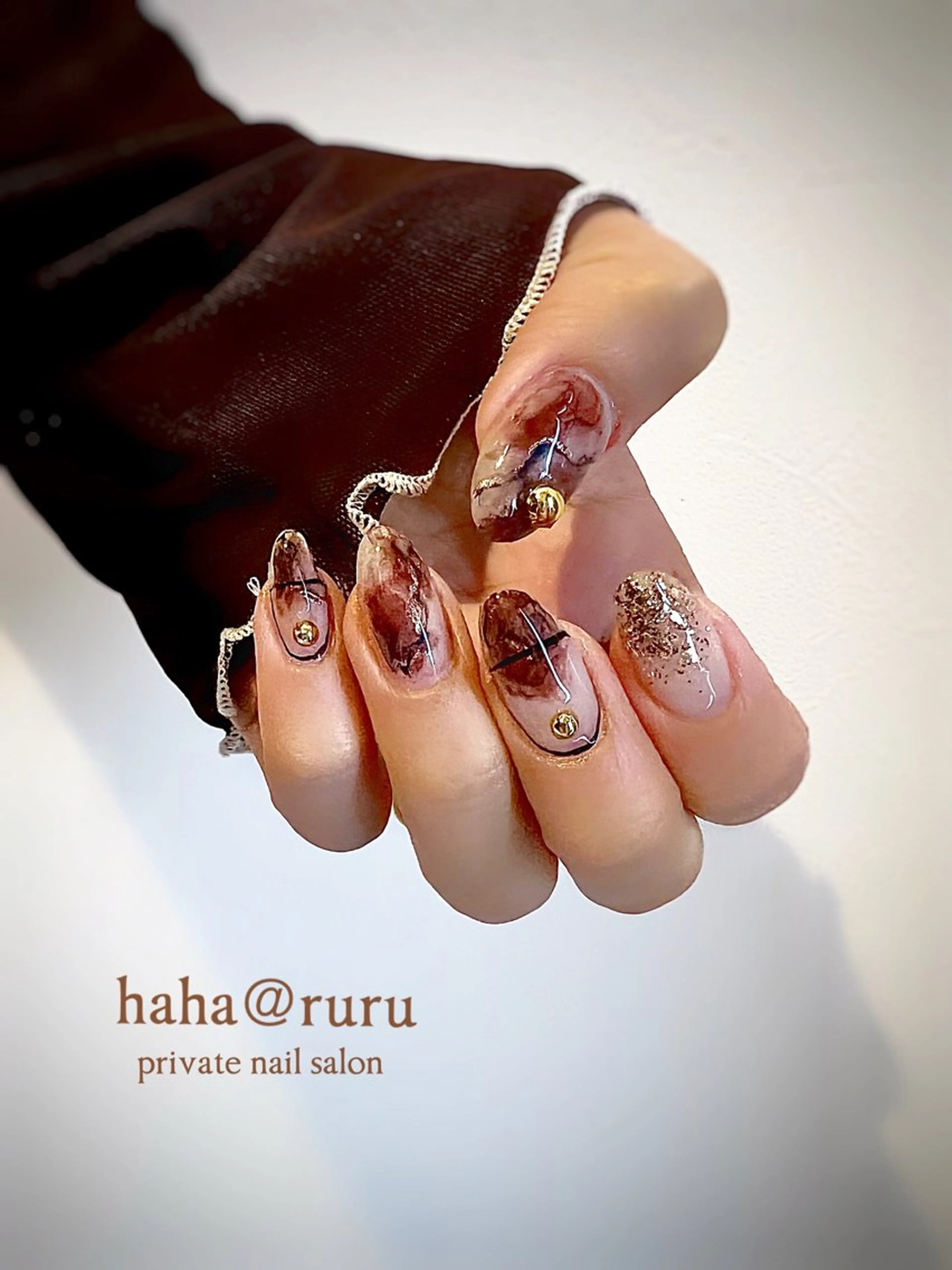ネイル ブラウン 大理石ネイル(マーブル) haha@ ruruのネイルデザイン
