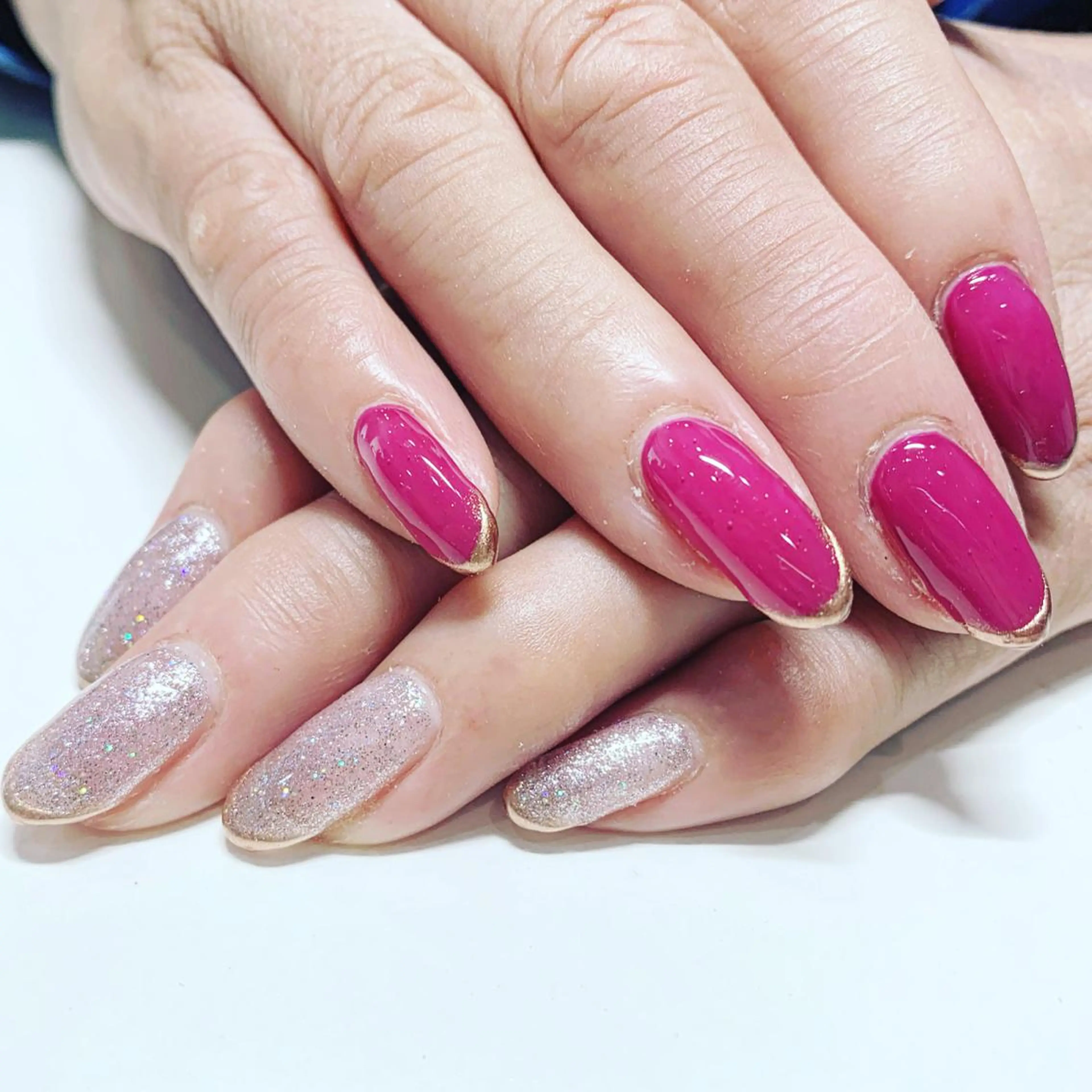 ネイル フレンチネイル ミラーネイル 春ネイル メンズトータルビューティーwellnessMARCA所属・【メンズ美容】 三浦かえでのネイルデザイン