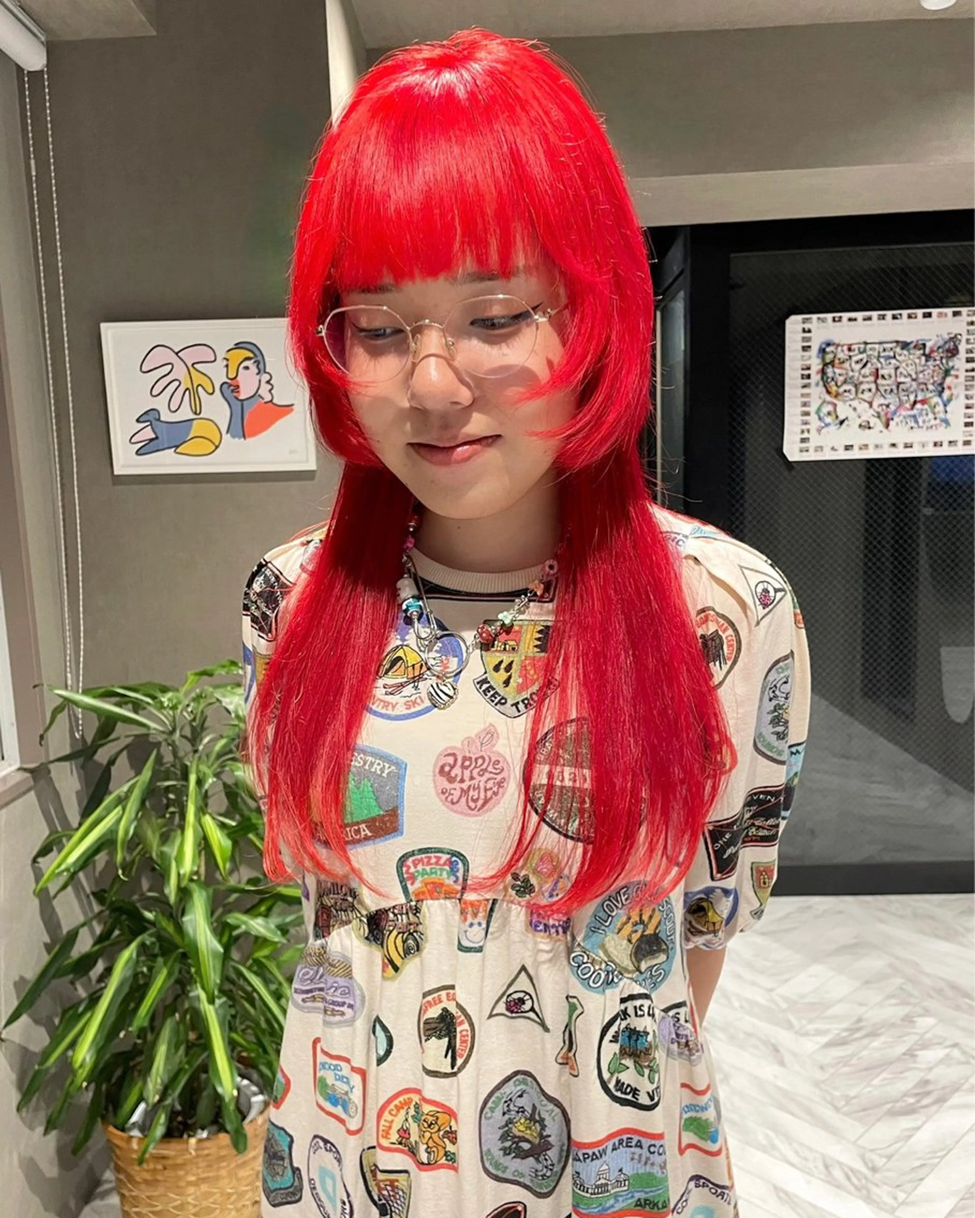 ロング カラー ヘアカラー トリートメント パーマ、ストパー モデル募集、ちはるのヘアスタイル