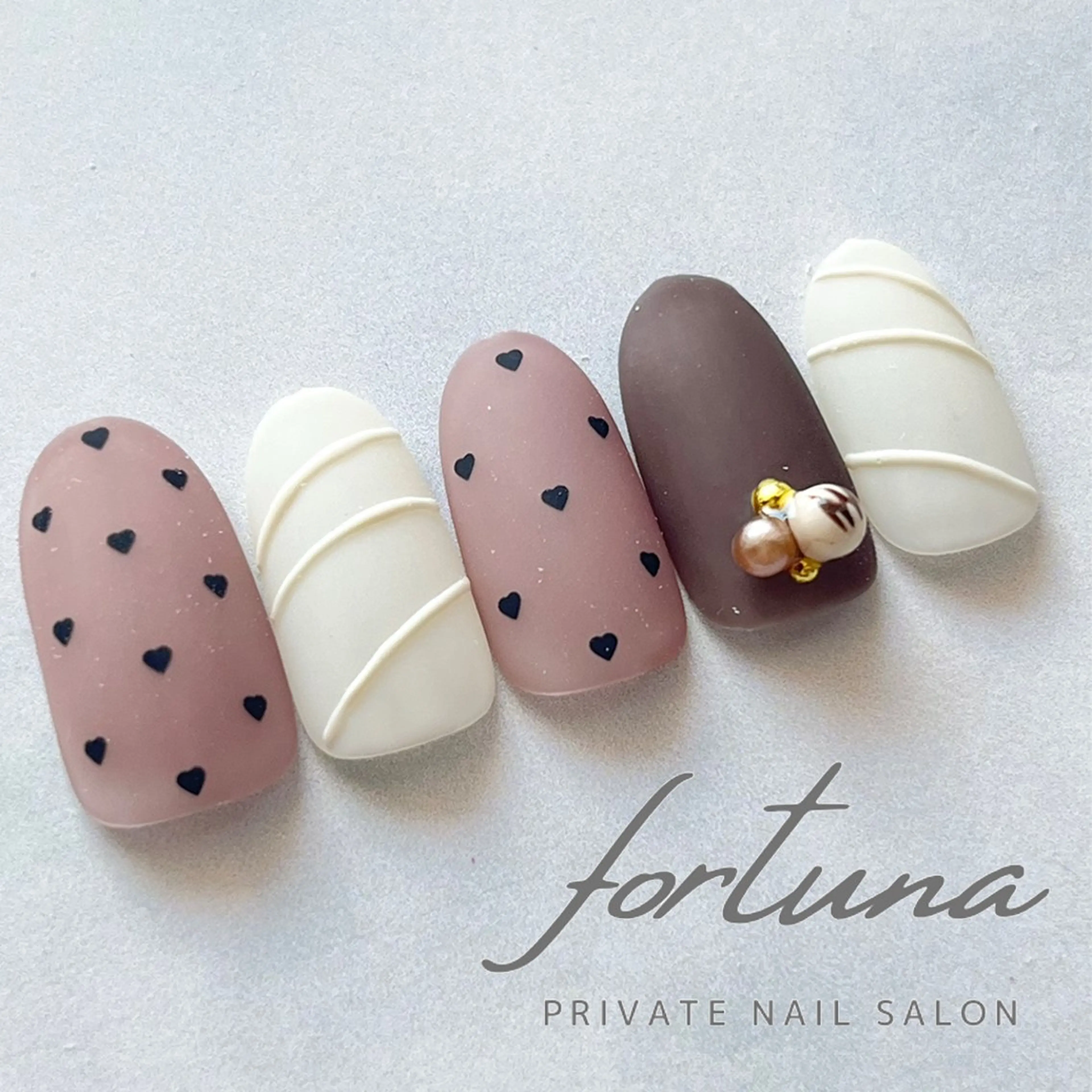 ネイル ハート バレンタイン ハンドネイル fortuna 武藤裕美のネイルデザイン