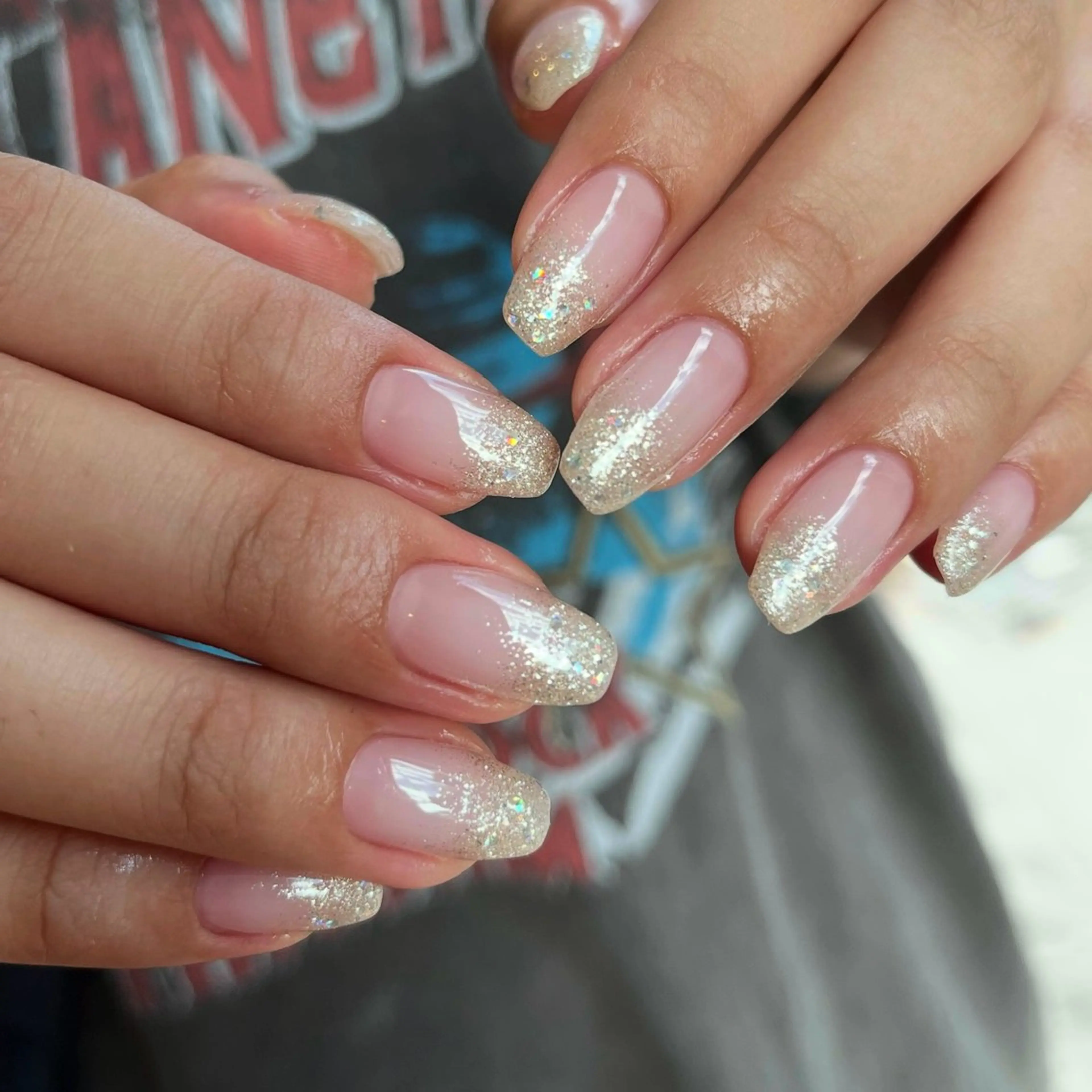 ネイル ラメ(グリッター) ラメグラデーション シルバー ハンドネイル ballie／小野原 なつみのネイルデザイン