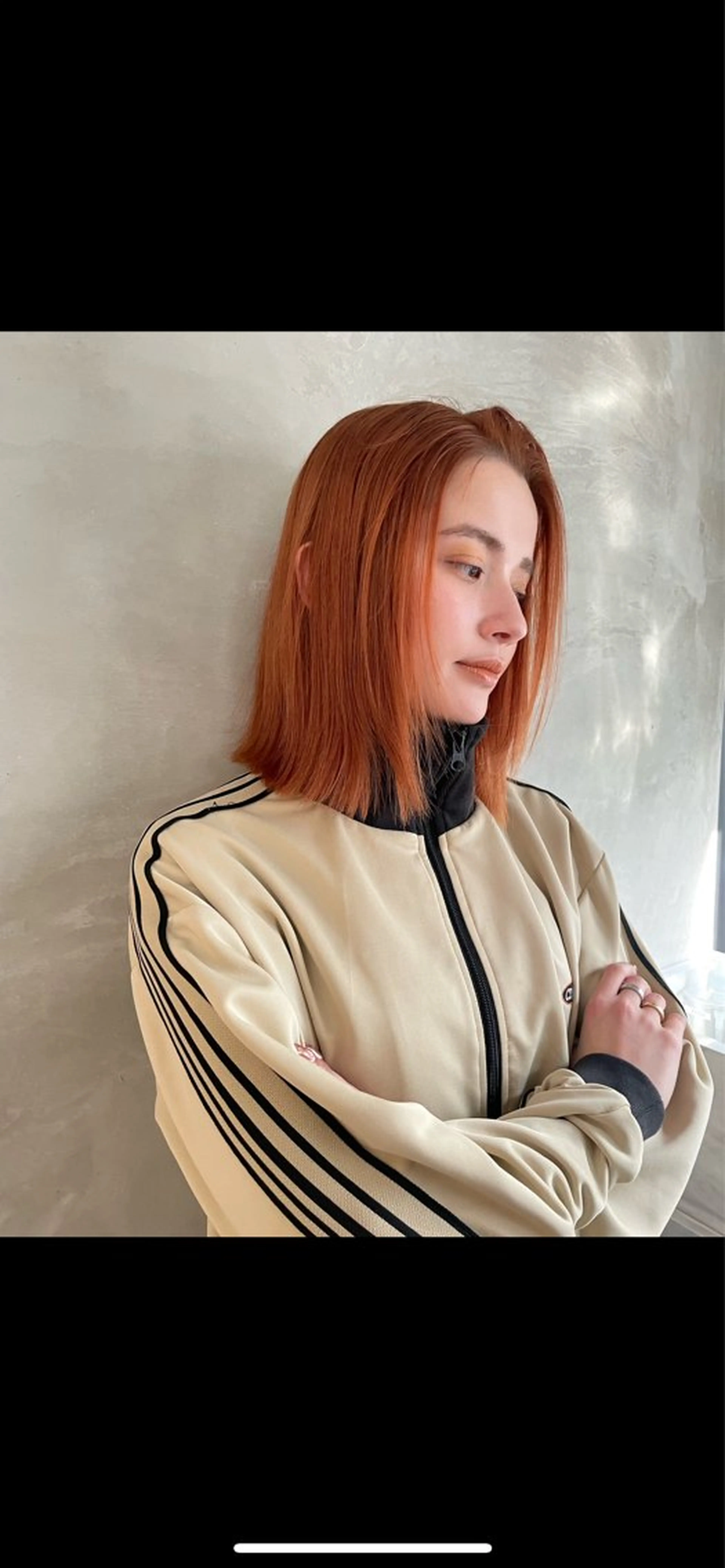 ミディアム カラー オレンジ ヘアカラー 渋谷 留菜のヘアスタイル