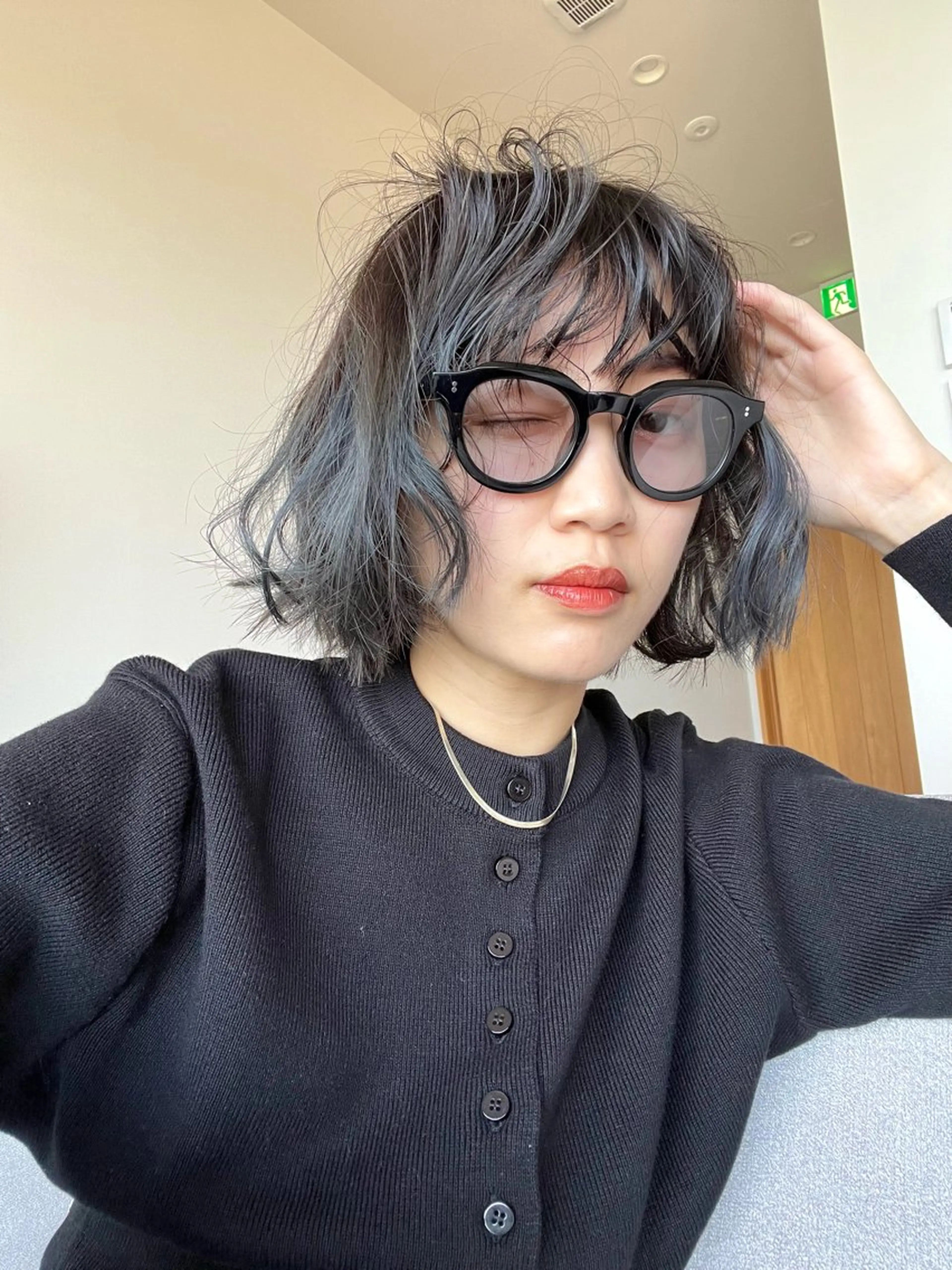 ミディアム レイヤーカット カット パーマ タナカ レイのヘアスタイル