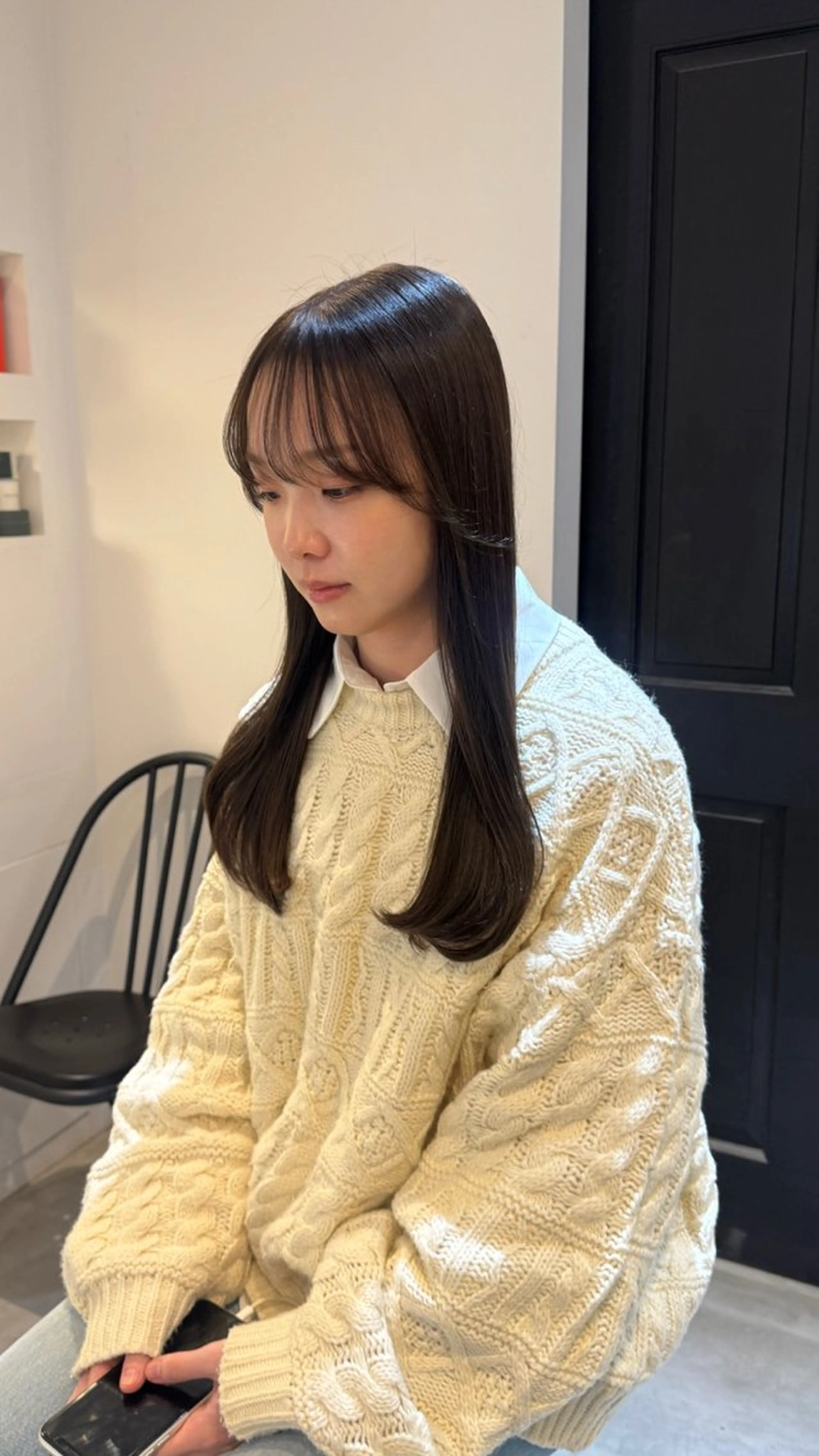 セミロング カラー ブラウンカラー くすみブラウン イルミナカラー ヘアカラー トリートメント 華奈/オリーブ/ ベージュ/抜け感🥣のヘアスタイル