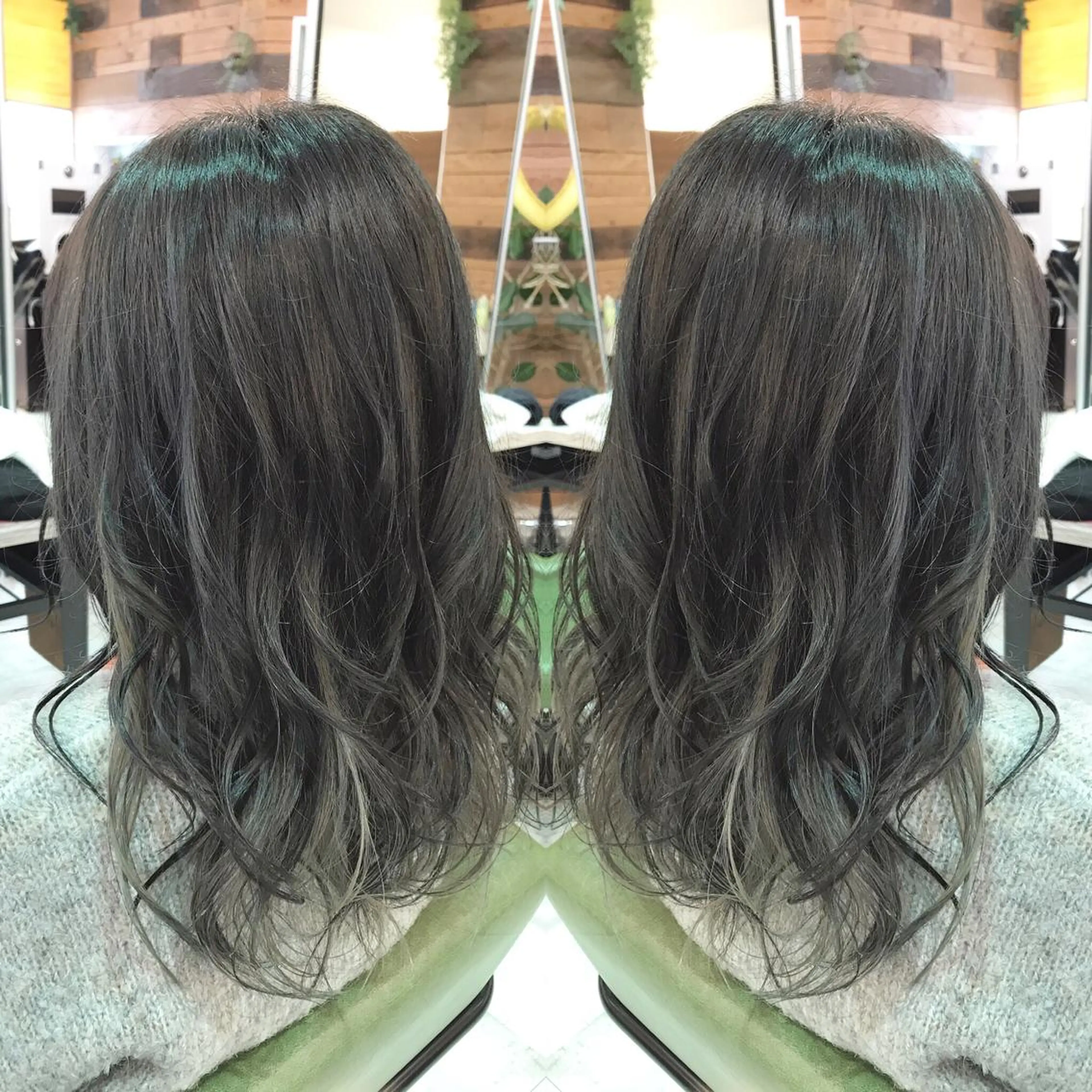 セミロング カラー ハイライトカラー インナーカラー ハイライト 青木 茂樹⭐️ 透明感カラーのヘアスタイル