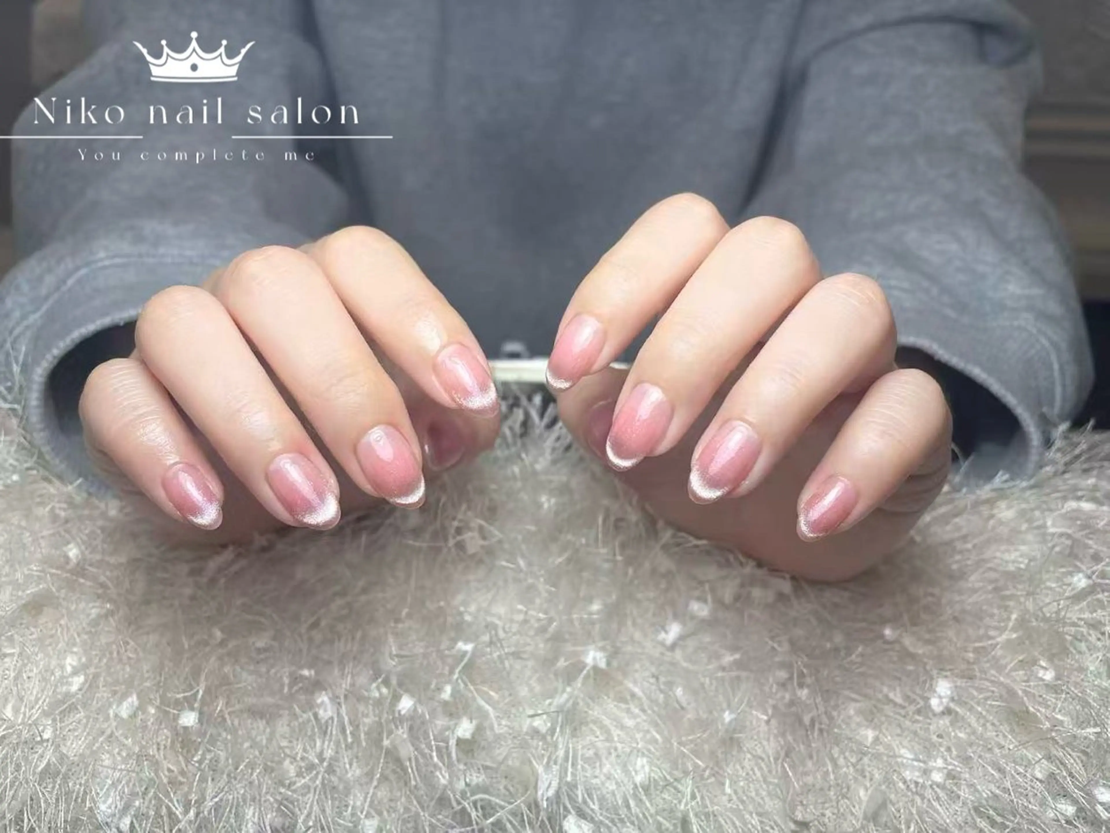 ネイル チークネイル フットネイル フレンチネイル ジェルネイル ガラスフレンチ 柚子 Nikoのネイルデザイン