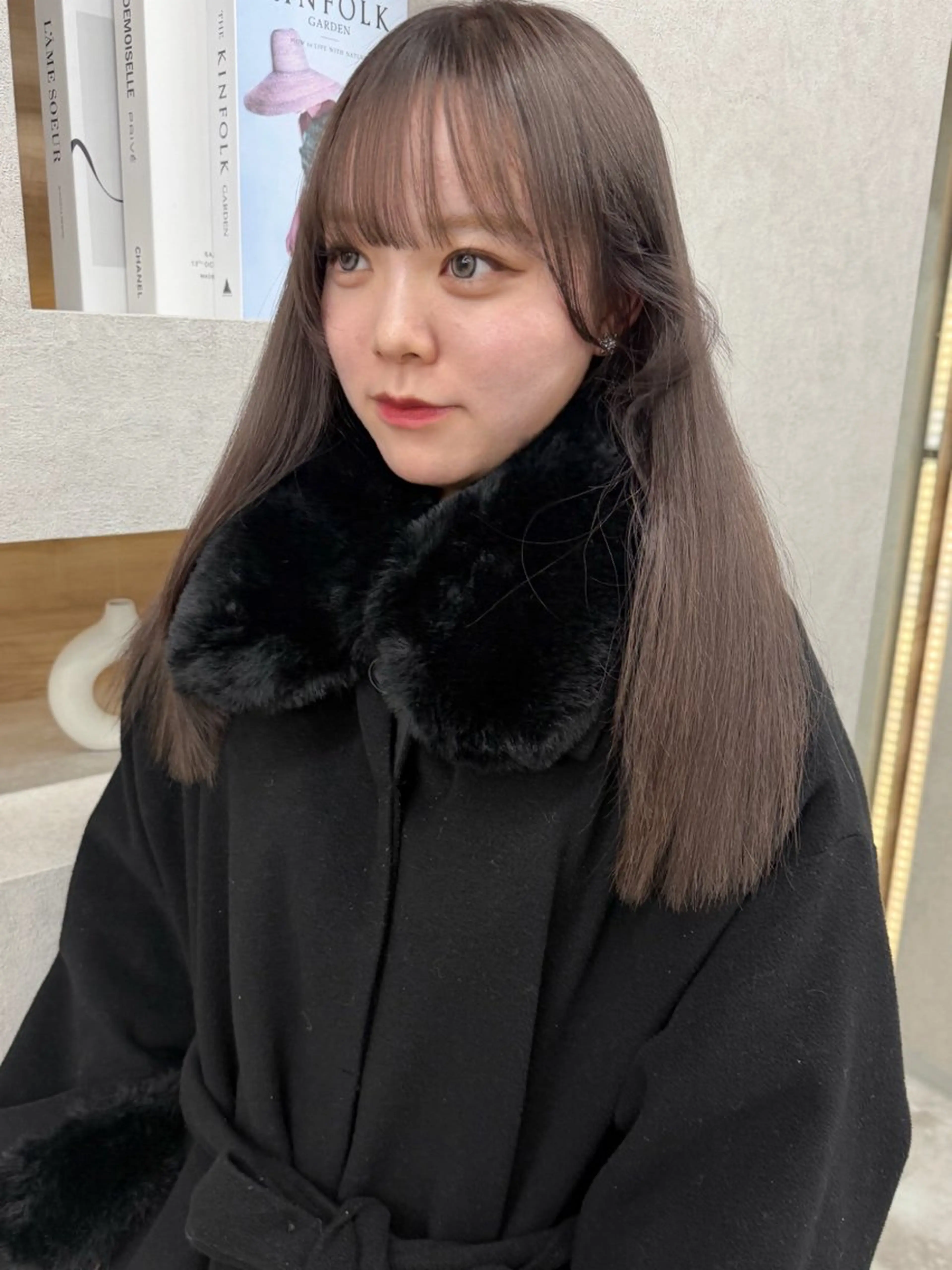 セミロング カラー ベージュカラー ブリーチ 透明感カラー グレージュ ヘアカラー ブリーチ/ベージュ 💕/momoaのヘアスタイル