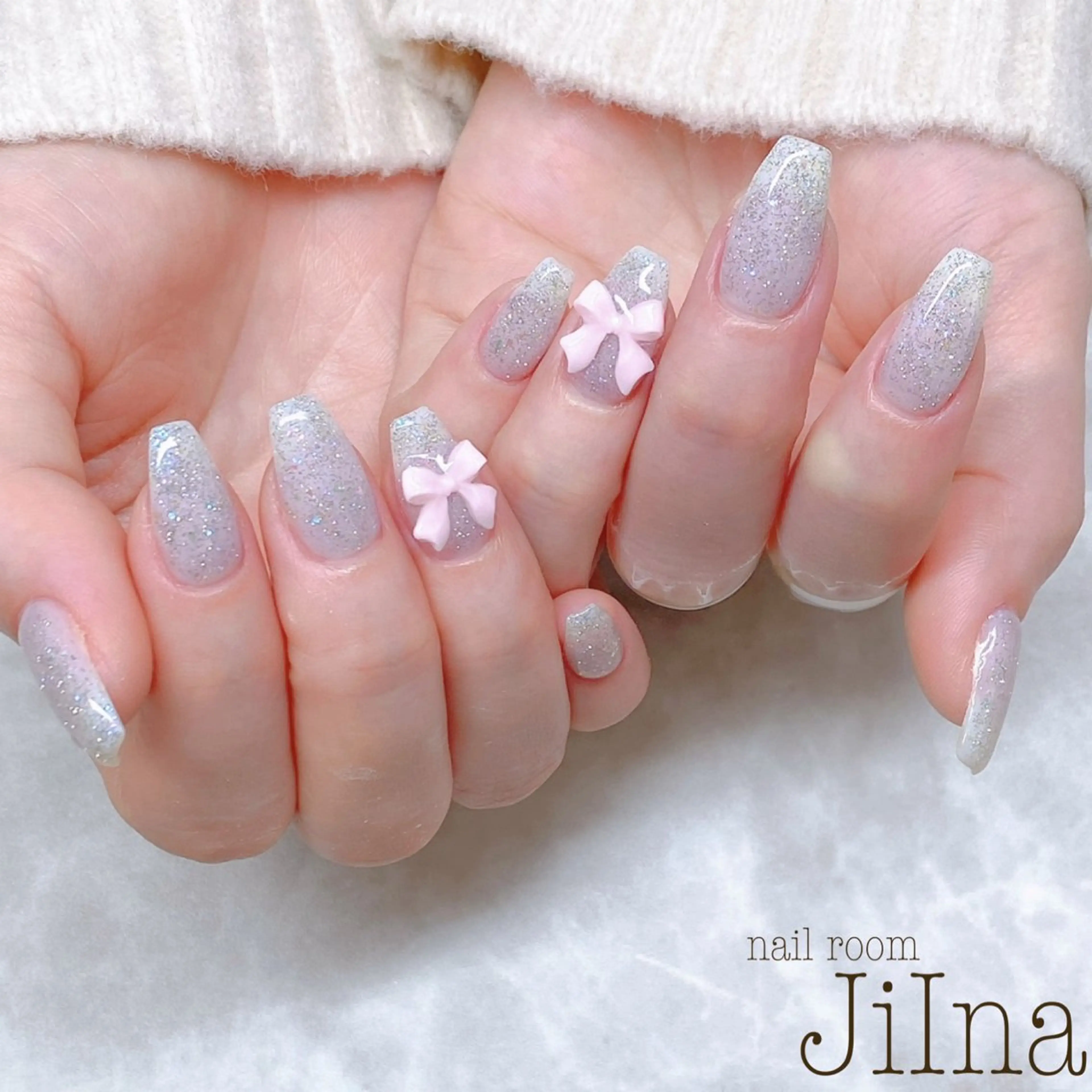 ネイル フラッシュネイル リボン JiIna nailのネイルデザイン