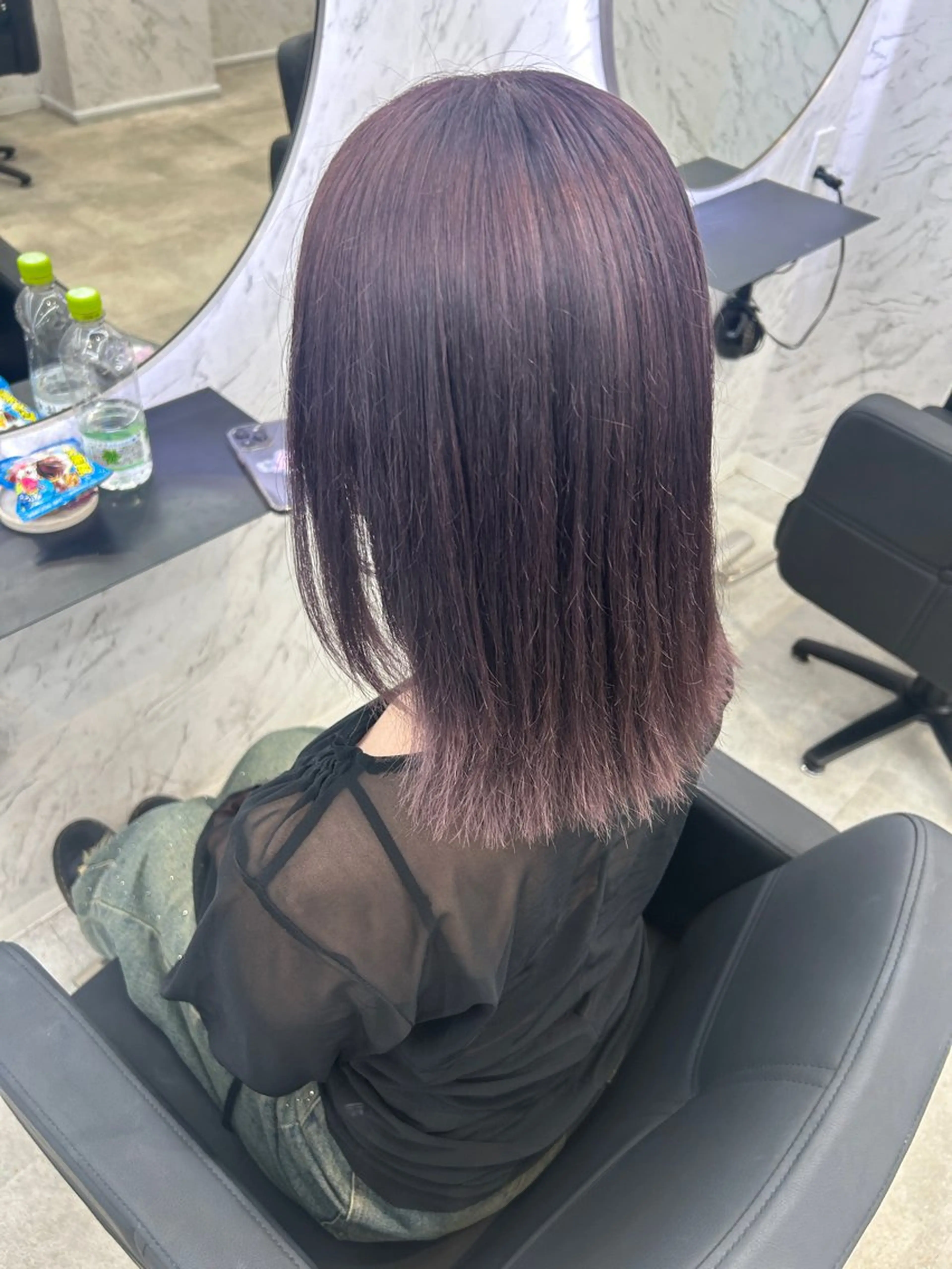 セミロング カラー パープルカラー ヘアカラー トリートメント 韓国艶カラー 🇰🇷💎MIUのヘアスタイル