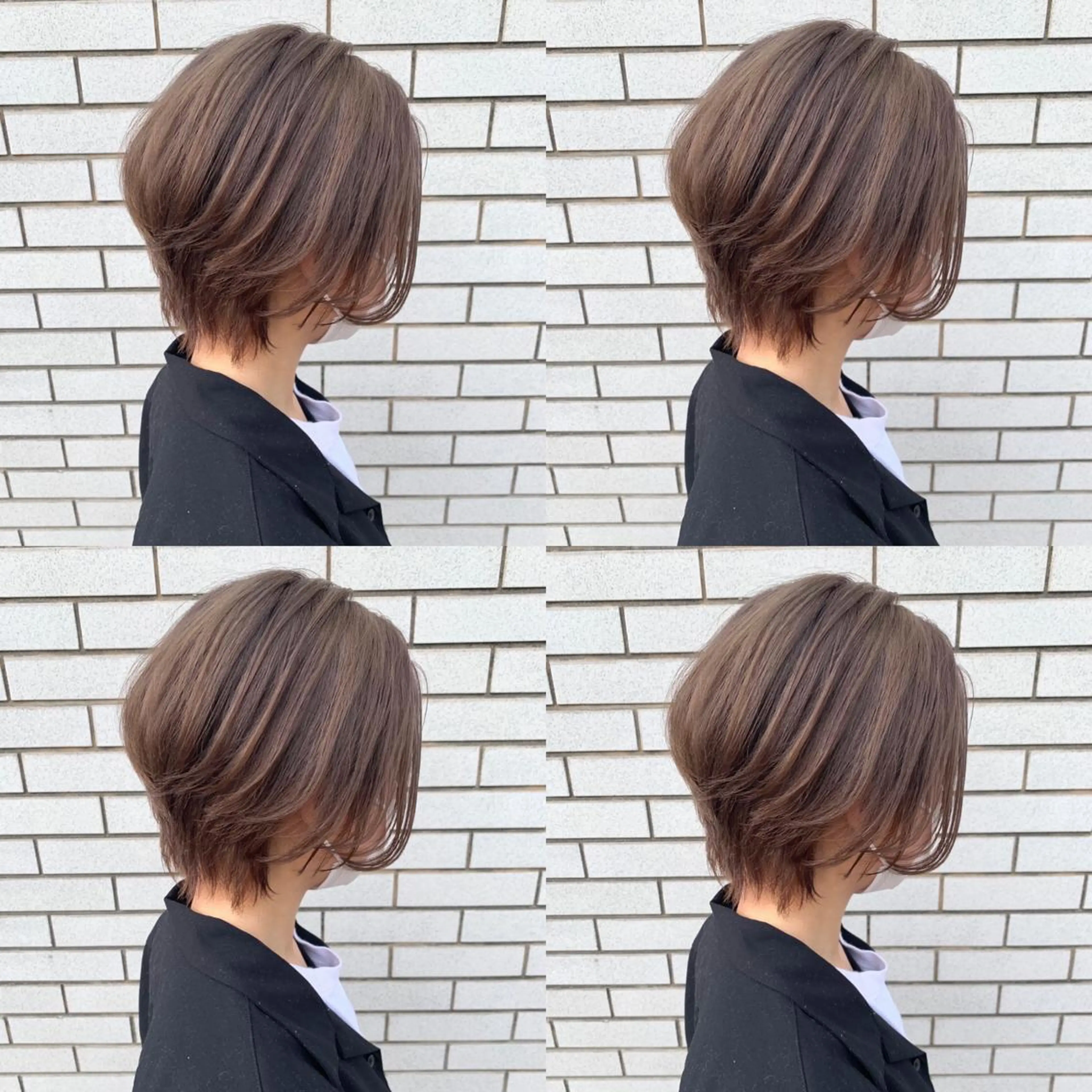 ショート カラー ブリーチ グレージュ ミルクティーグレージュ カット ヘアカラー 赤み消しカラー /透明感カラー 上長のヘアスタイル