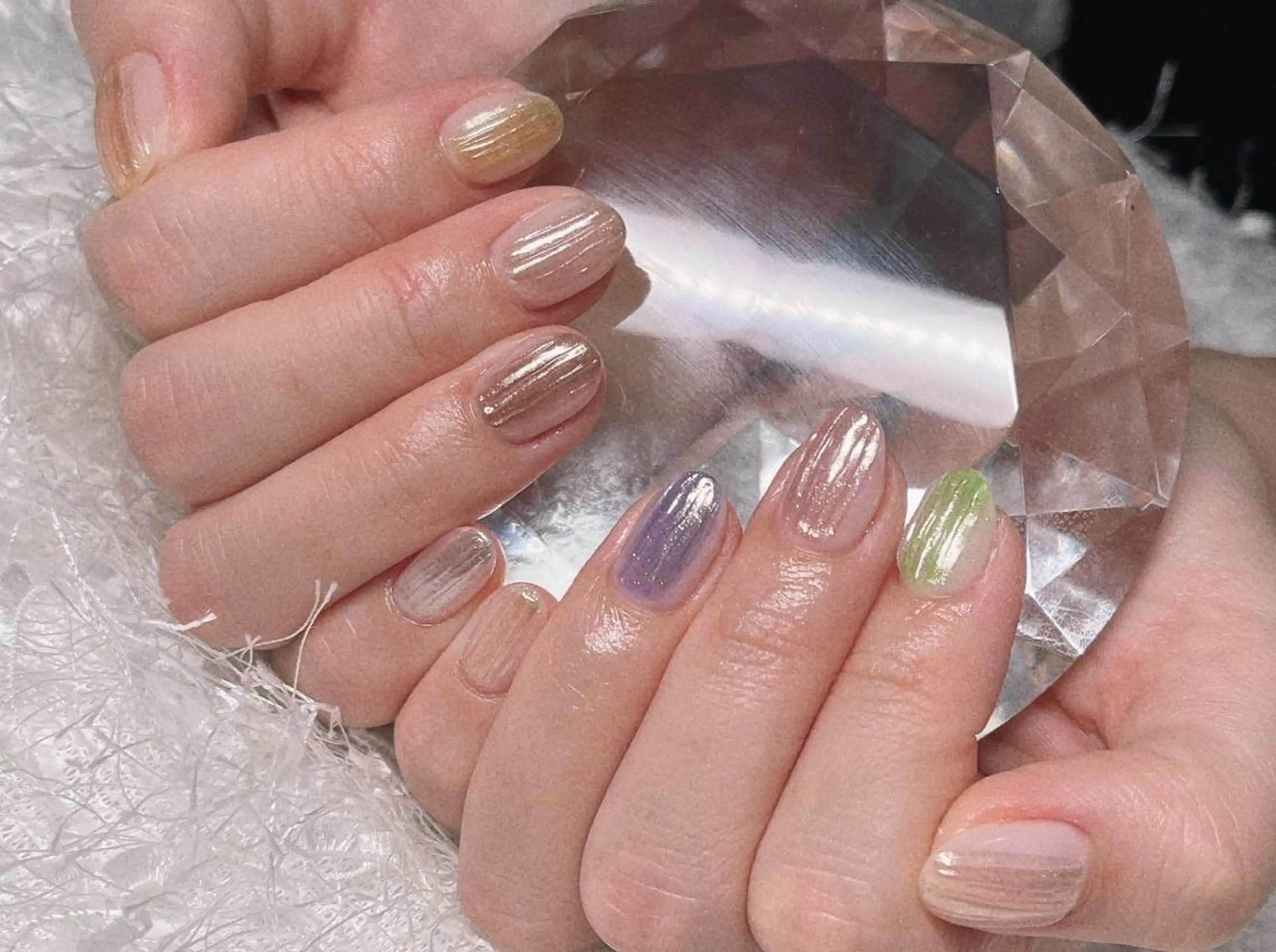 ネイル 長さ出し ジェルネイル グラデーション 韓国ネイル マグネットネイル ハンドネイル Nail&eye Belire 新宿のネイルデザイン