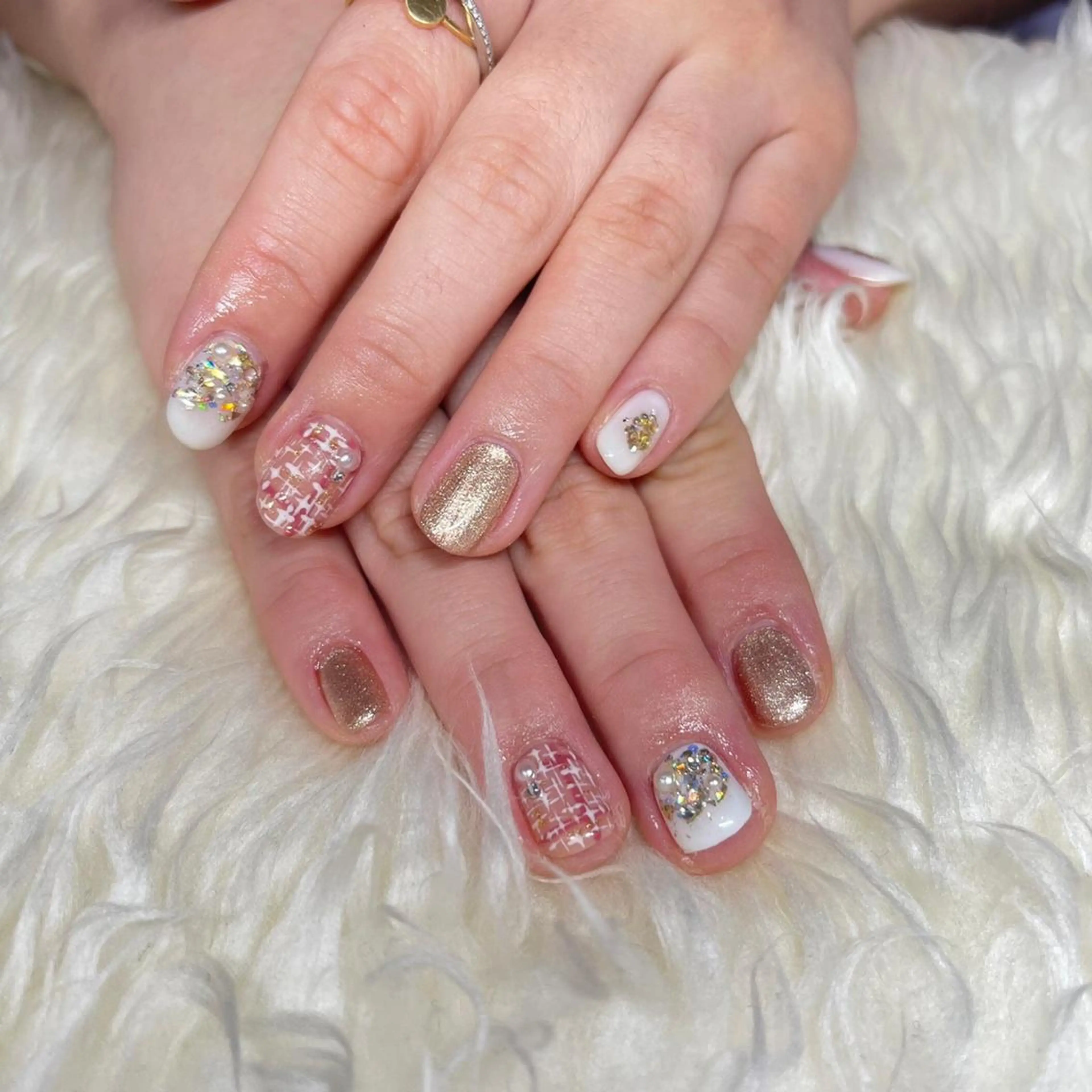 ネイル ジェルネイル 韓国ネイル パラジェル ツイードネイル ブライダルネイル ハンドネイル Nail&eye Belire 新宿のネイルデザイン