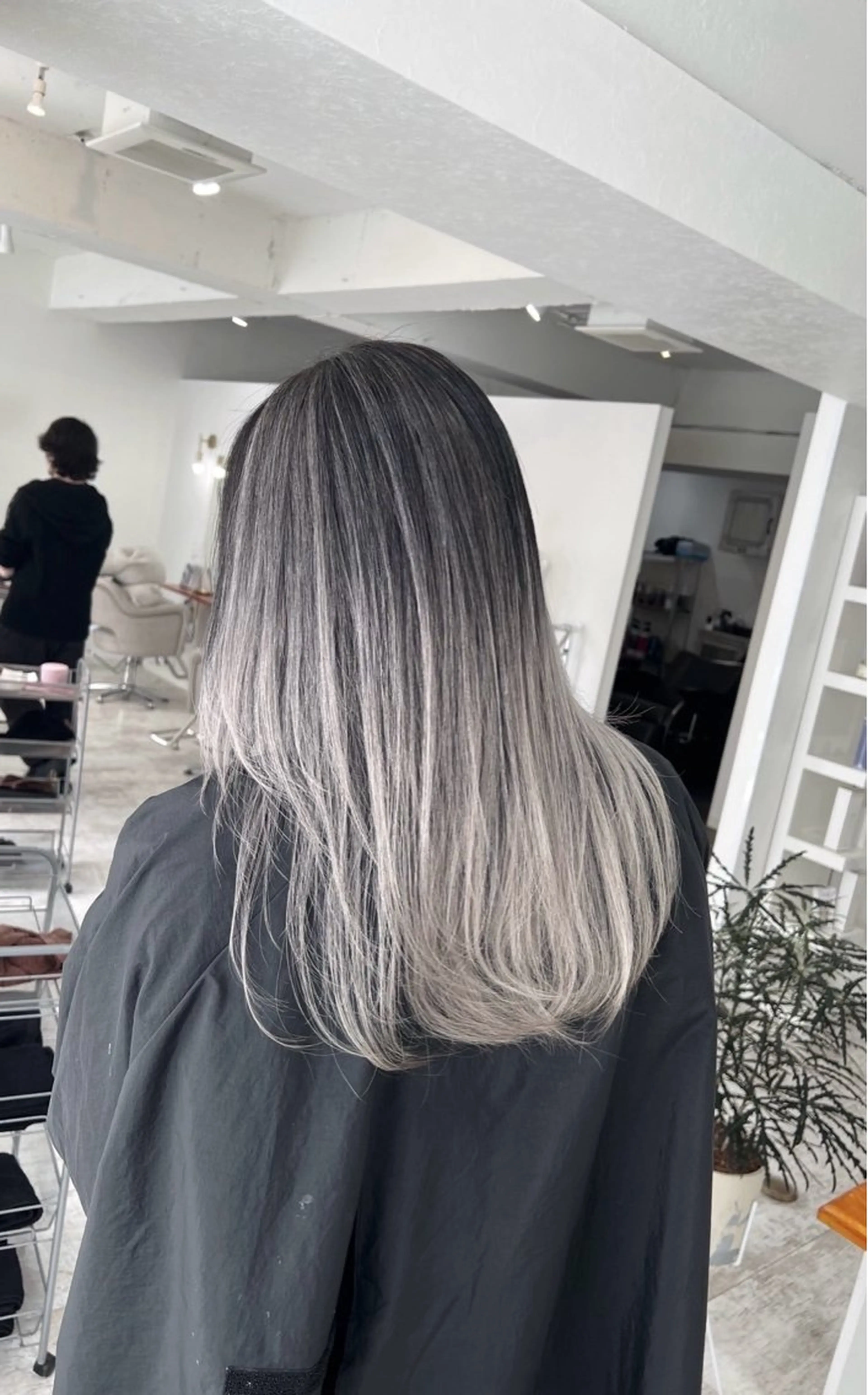 ロング カラー バレイヤージュ シルバー ホワイトシルバー レイヤーカット ヘアカラー トリートメント ROBIN所属・指名数No.1 /NAOYAのヘアスタイル