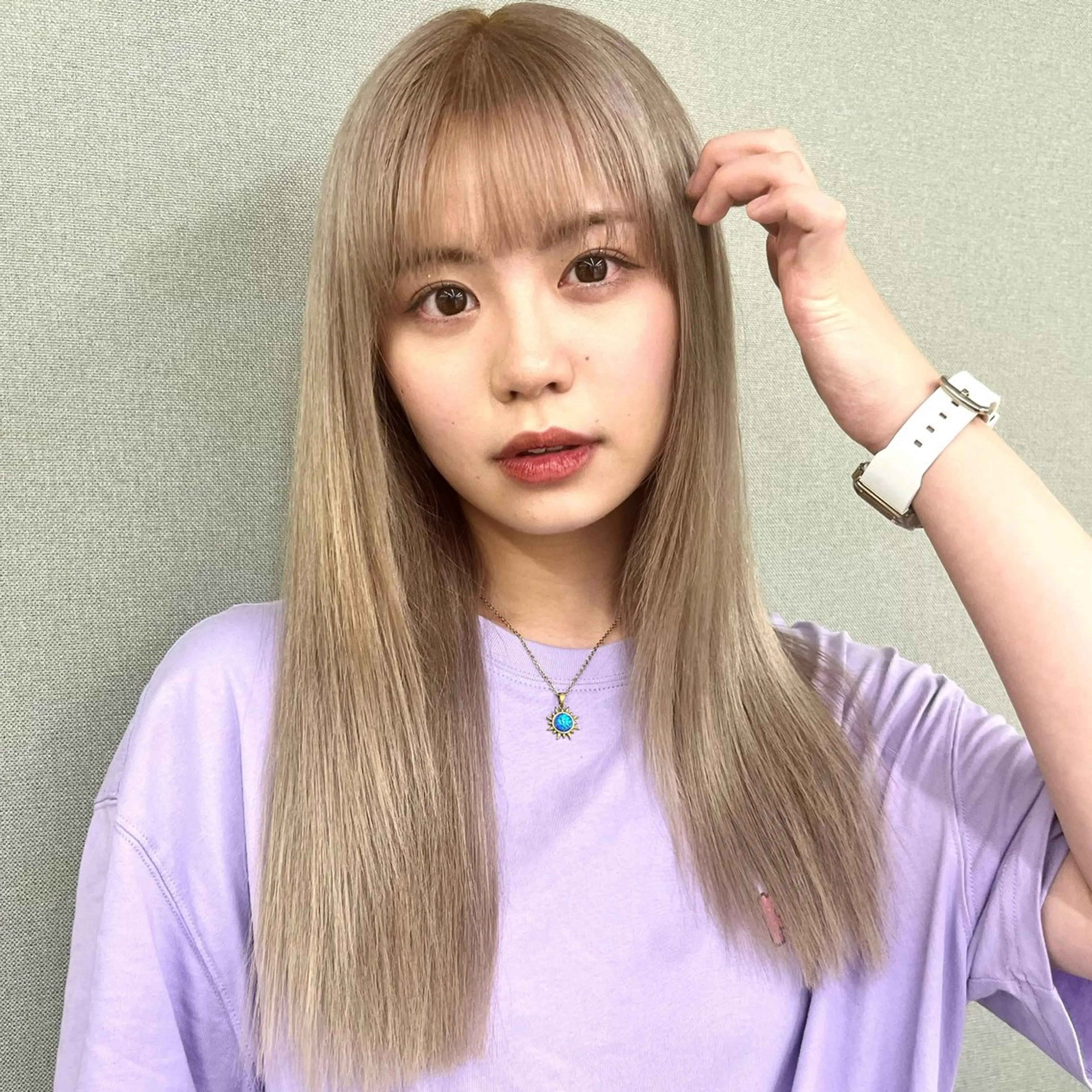 🎨U-24限定🎨ブリーチ+カラー🌈透明感ハイトーンカラー♪✨渋谷/原宿✨ ダブルカラー 韓国ヘアー ミルクティーの写真