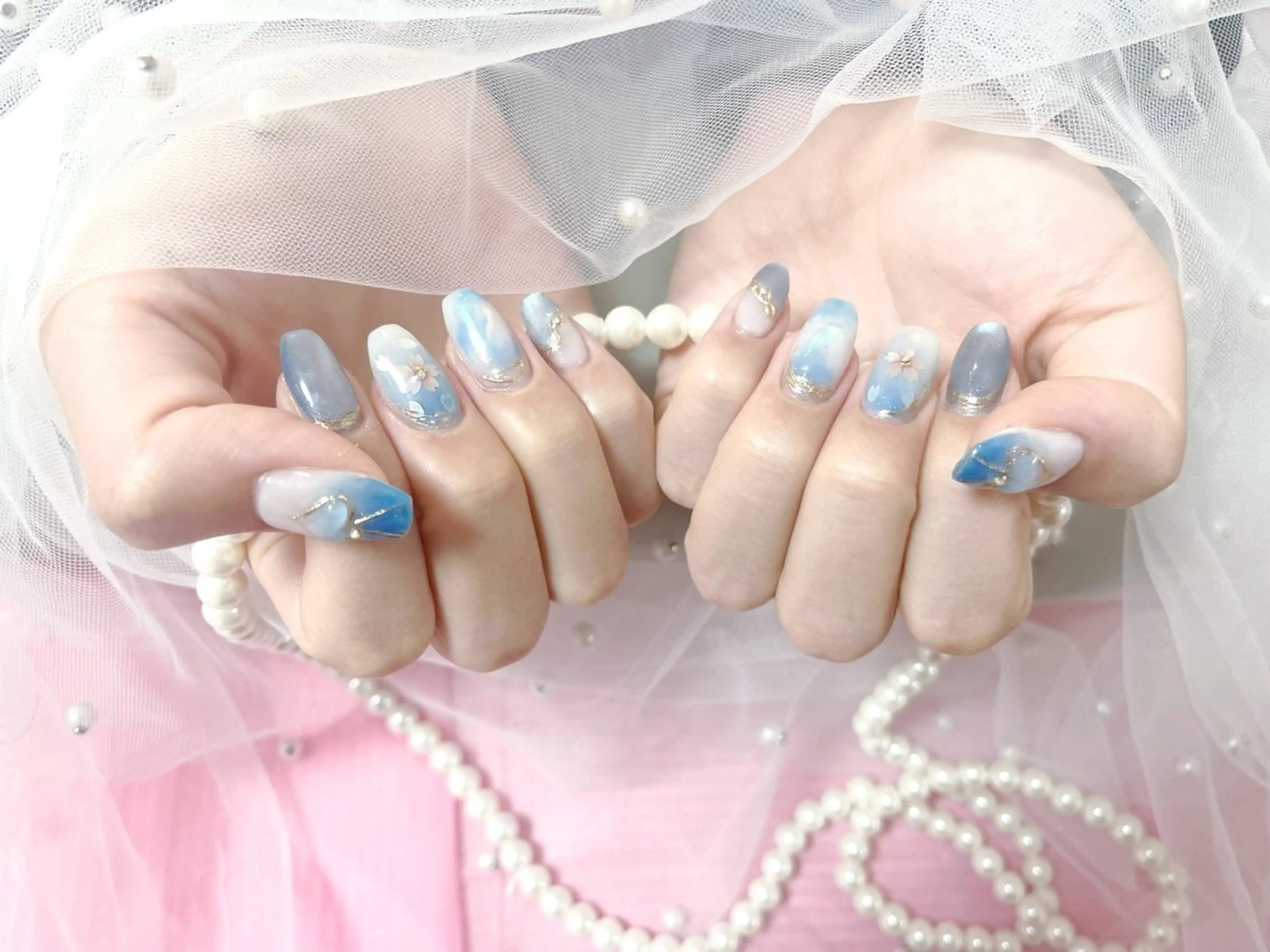 ネイル アートネイル チークネイル 長さ出し フラワーネイル ジェルネイル YK 美学院所属・Y.K sunのマツエク・マツパデザイン