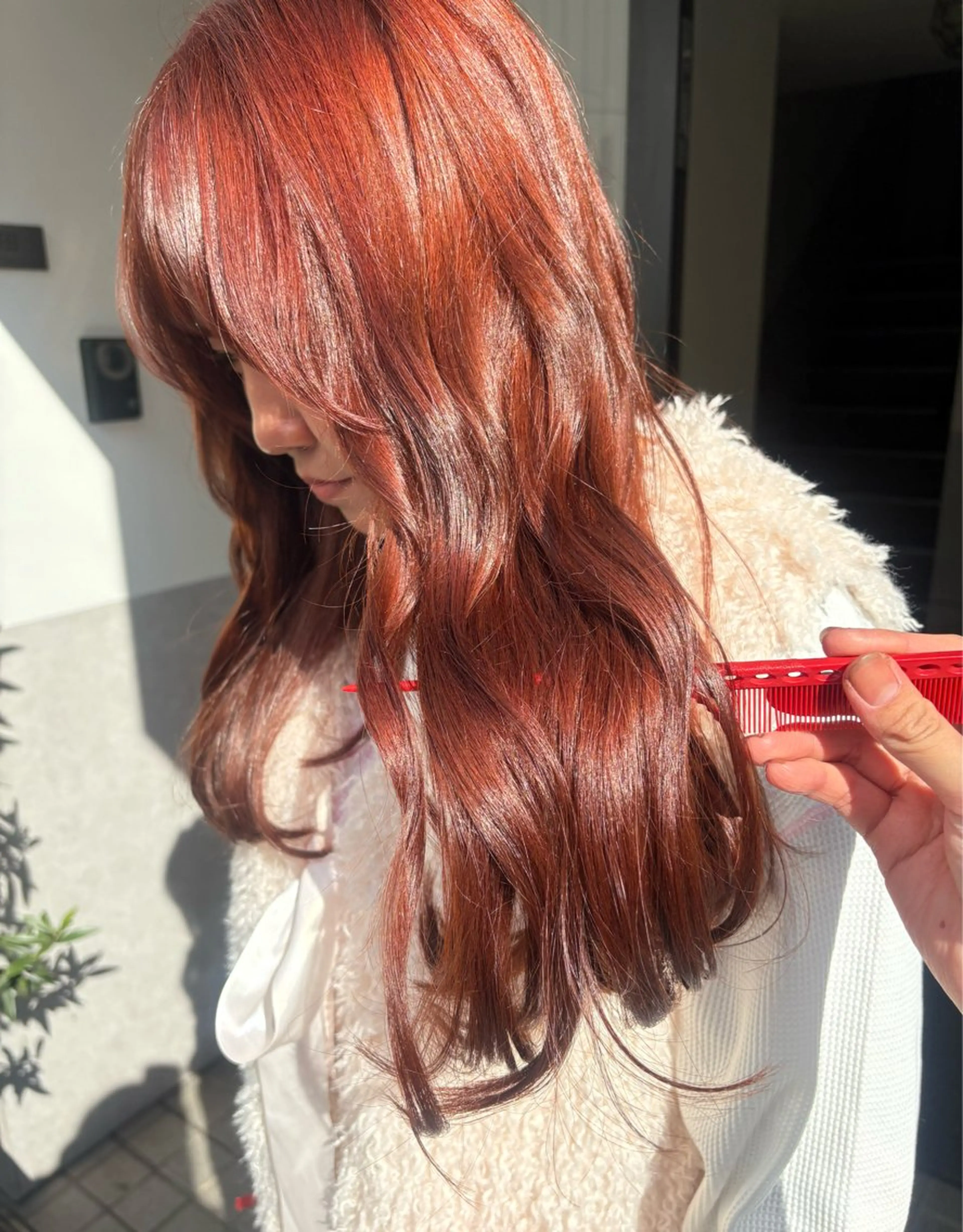 ロング カラー ブリーチ ブラウンカラー ダブルカラー ブリーチなしカラー オレンジ ヘアカラー 艶ハイトーン/ 輝保🤍✨のヘアスタイル