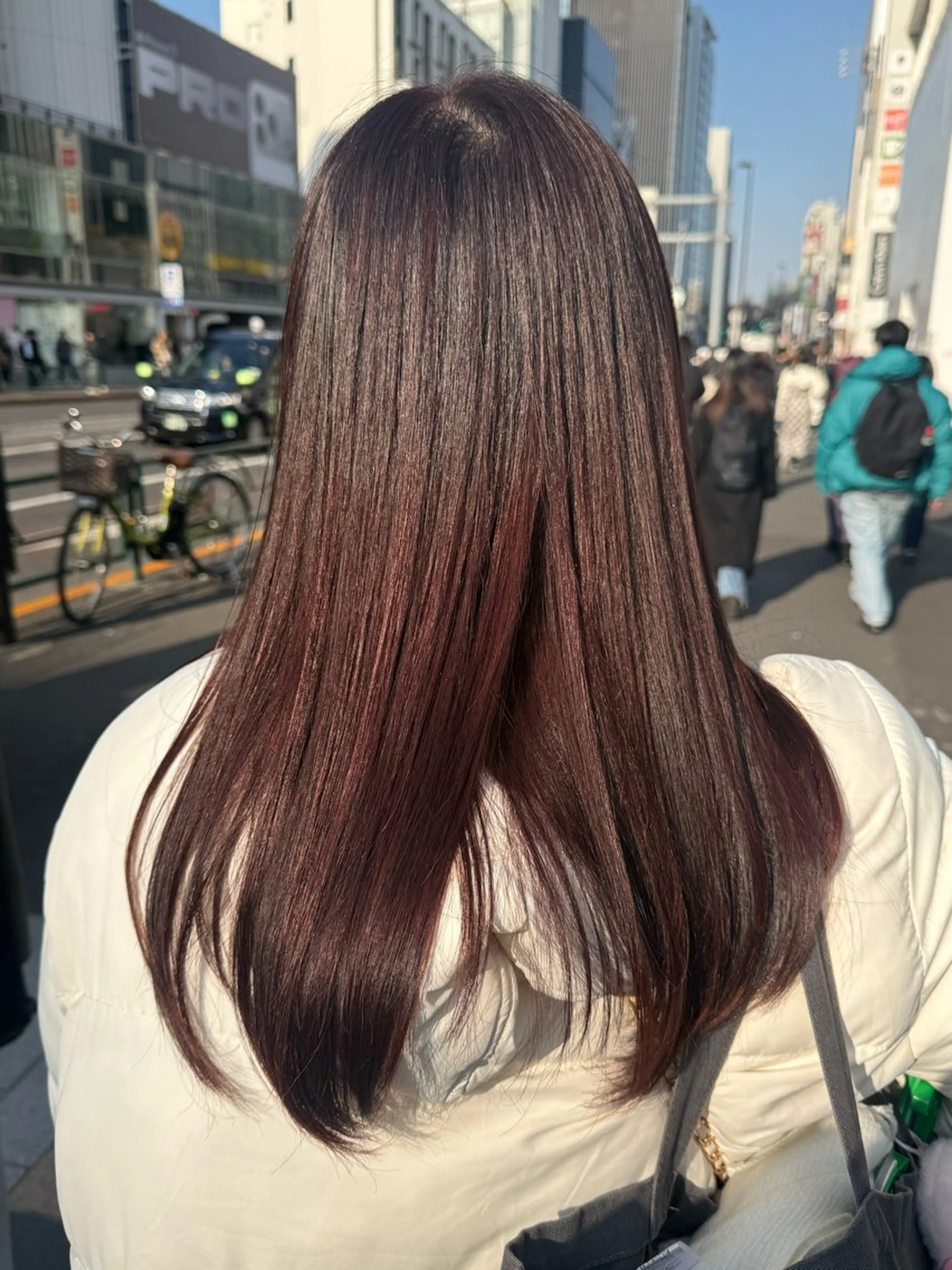 ミディアム カラー ブラウンカラー ピンクカラー ピンクブラウン ヘアカラー モデル募集中 涼梨紗のヘアスタイル