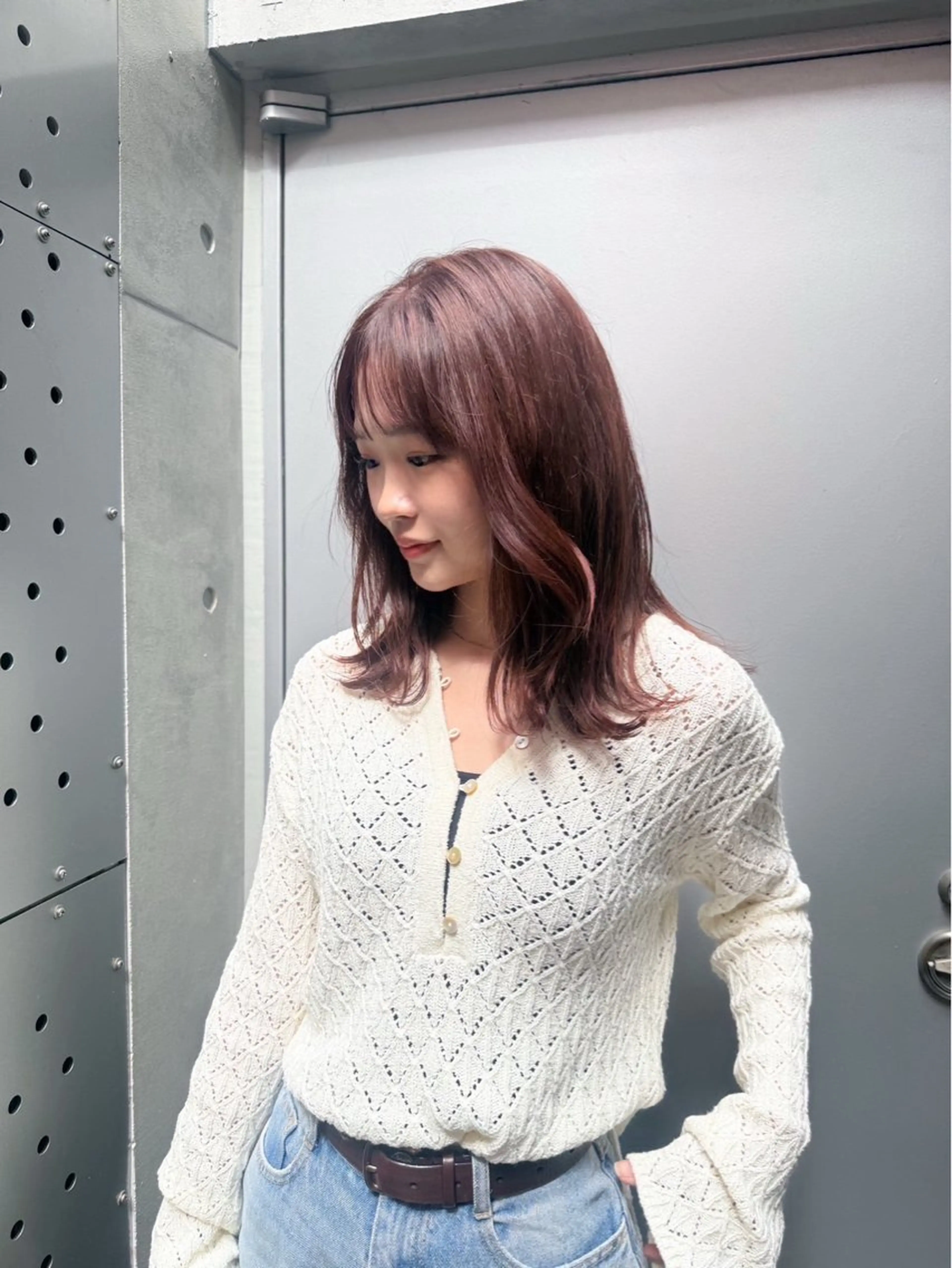 ミディアム カラー カット ヘアカラー トリートメント 幣 あや乃のヘアスタイル